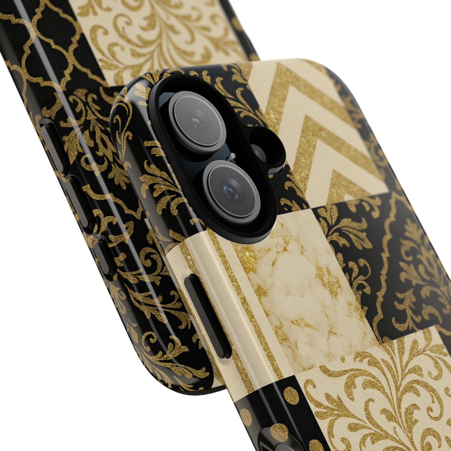 Phone Case, Luxury Black and Gold Festive Design for Christmas Gift, Holiday Decor, Tough Cases, Winter Celebration, Elegant iPhone Cover