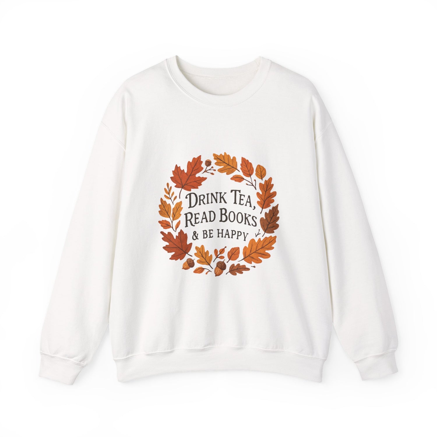 Cozy Book Lover Crewneck Sweatshirt - Fall Fashion Tea & Books Apparel | Gift for Readers White