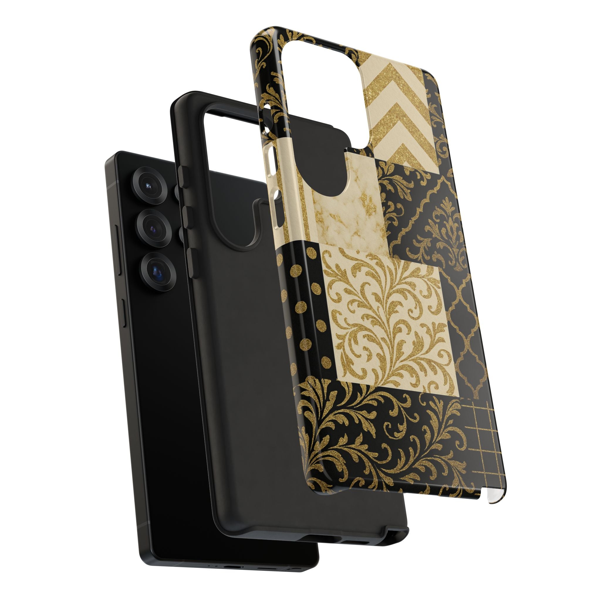 Phone Case, Luxury Black and Gold Festive Design for Christmas Gift, Holiday Decor, Tough Cases, Winter Celebration, Elegant iPhone Cover