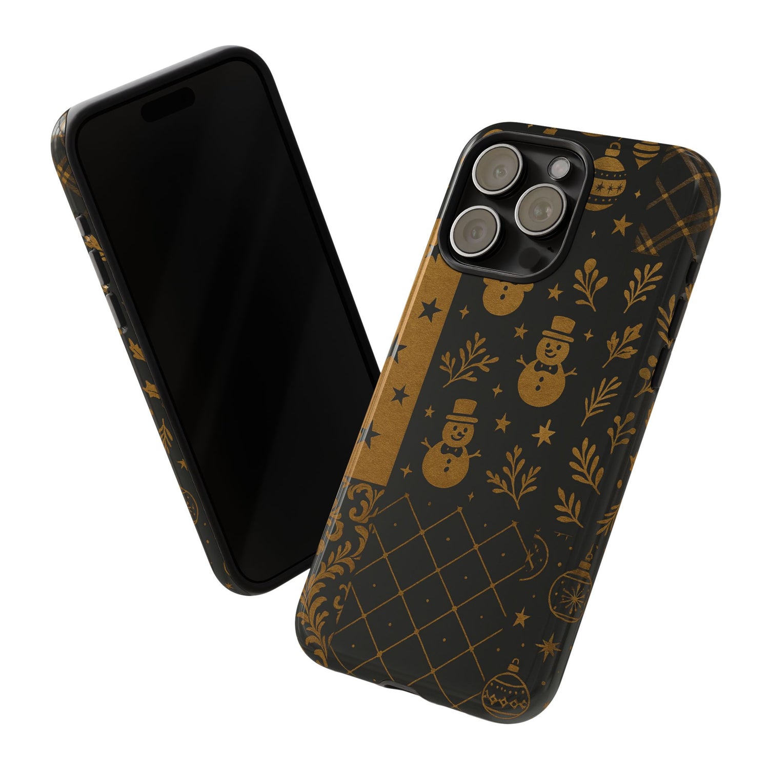 Black Festive Phone Case | Christmas Gift | Holiday Decor | Snowman Design | Tough Cases | Winter Celebration