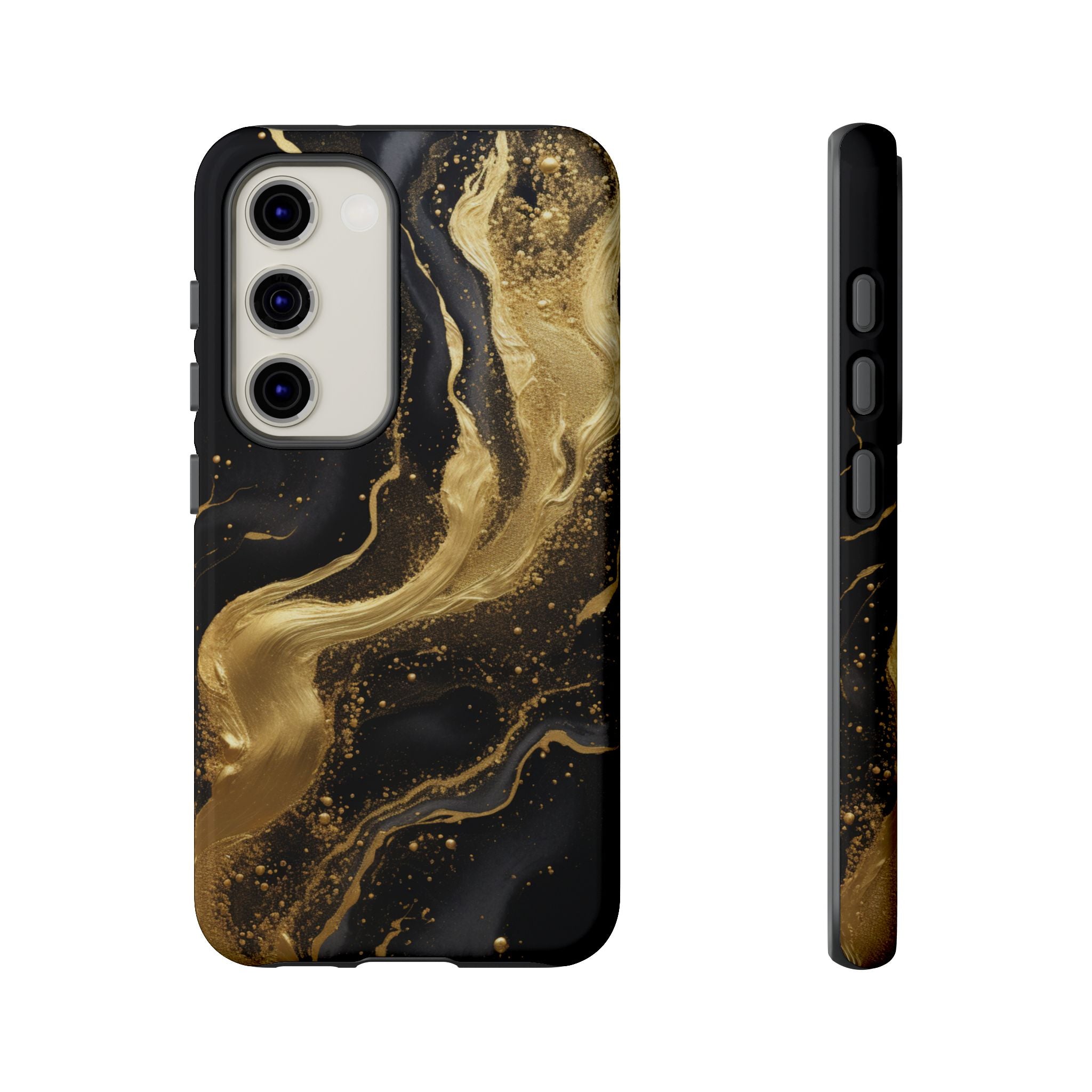 Golden Flow - Black & Gold Marble Luxe Phone Case Samsung Galaxy S23 Glossy