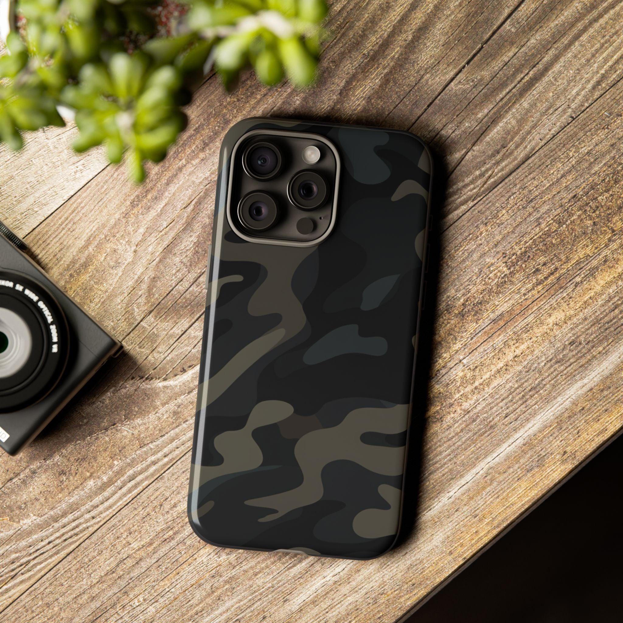 Black Camouflage Phone Case for iPhone, Samsung and Google Pixel