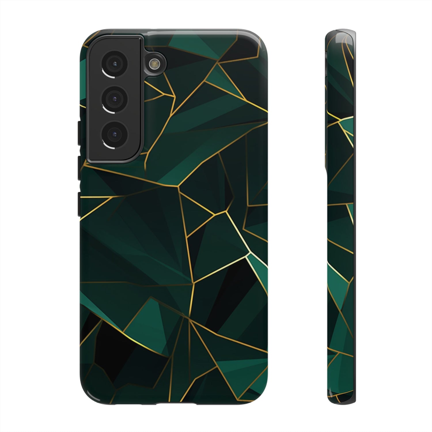 Emerald Veil - Geometric Luxe Phone Case Samsung Galaxy S22 Glossy