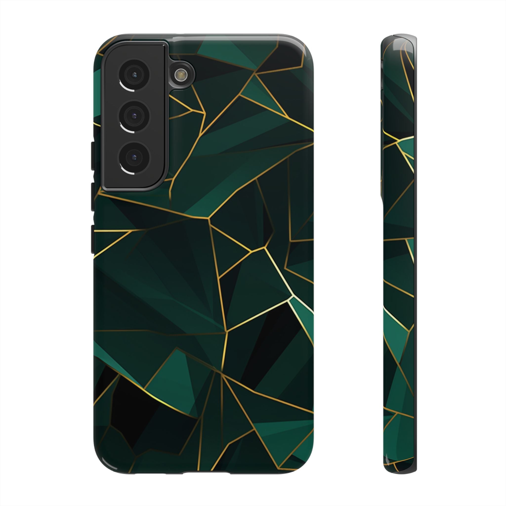 Emerald Veil - Geometric Luxe Phone Case Samsung Galaxy S22 Glossy