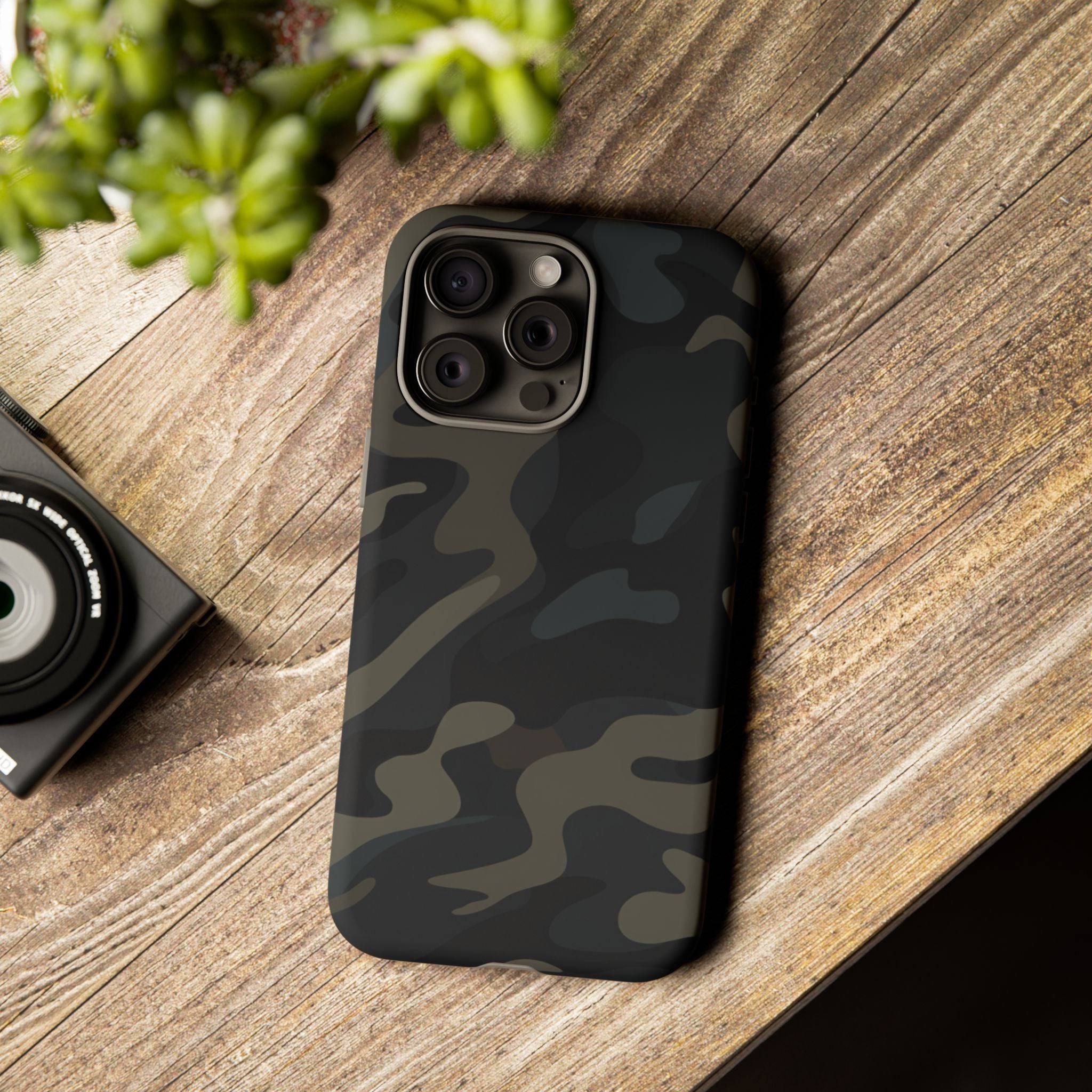 Black Camouflage Phone Case for iPhone, Samsung and Google Pixel