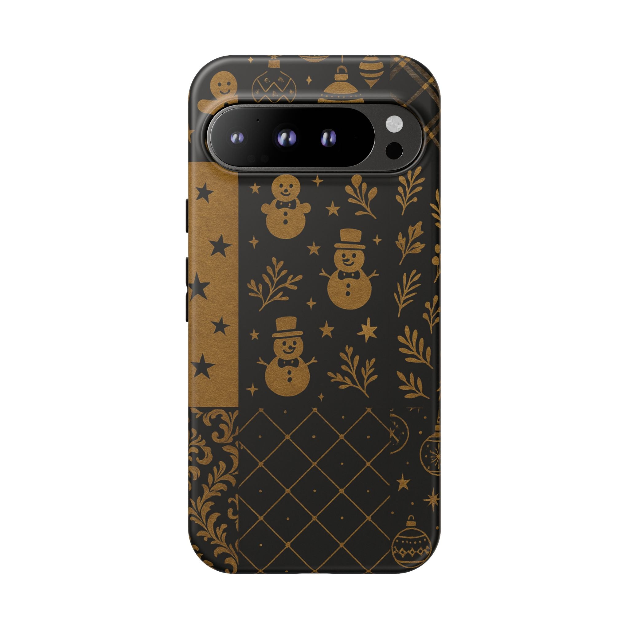 Black Festive Phone Case | Christmas Gift | Holiday Decor | Snowman Design | Tough Cases | Winter Celebration Google Pixel 9 Pro XL Matte