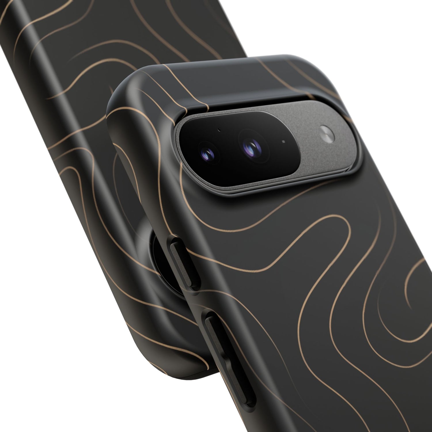 Noir Topograph - Black Minimalist Line Art Phone Case