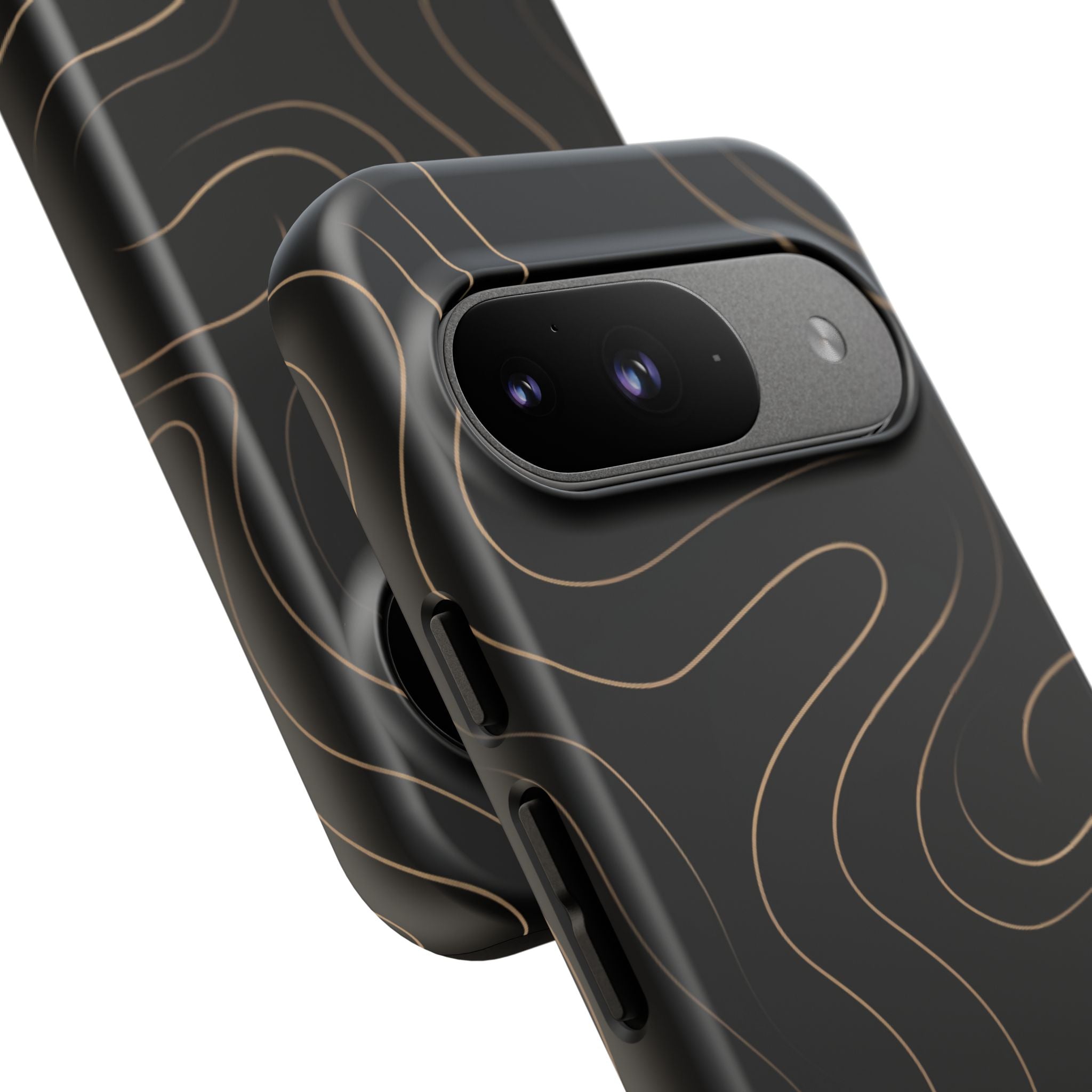 Noir Topograph - Black Minimalist Line Art Phone Case