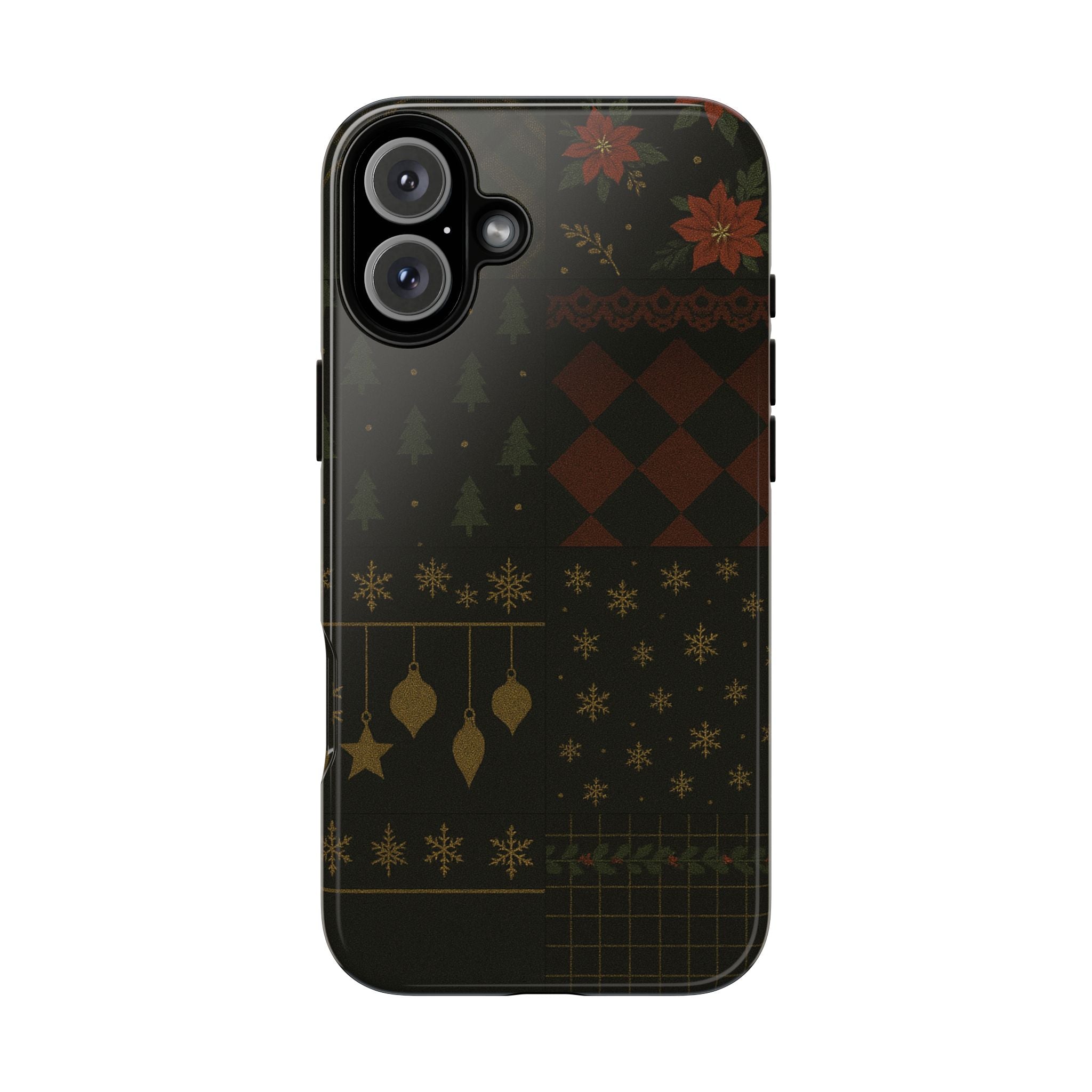Black Luxury Phone Case for Christmas Festive Season - Tough design iPhone 16 Plus Glossy