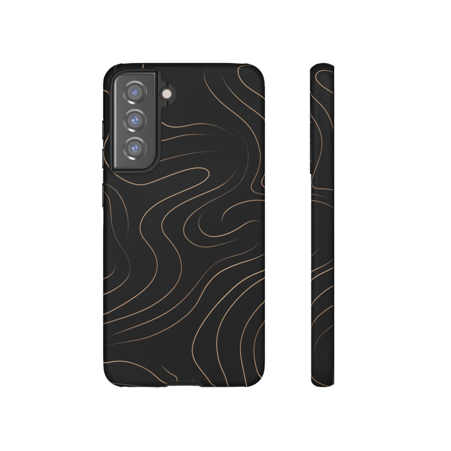 Noir Topograph - Black Minimalist Line Art Phone Case Samsung Galaxy S21 FE Matte