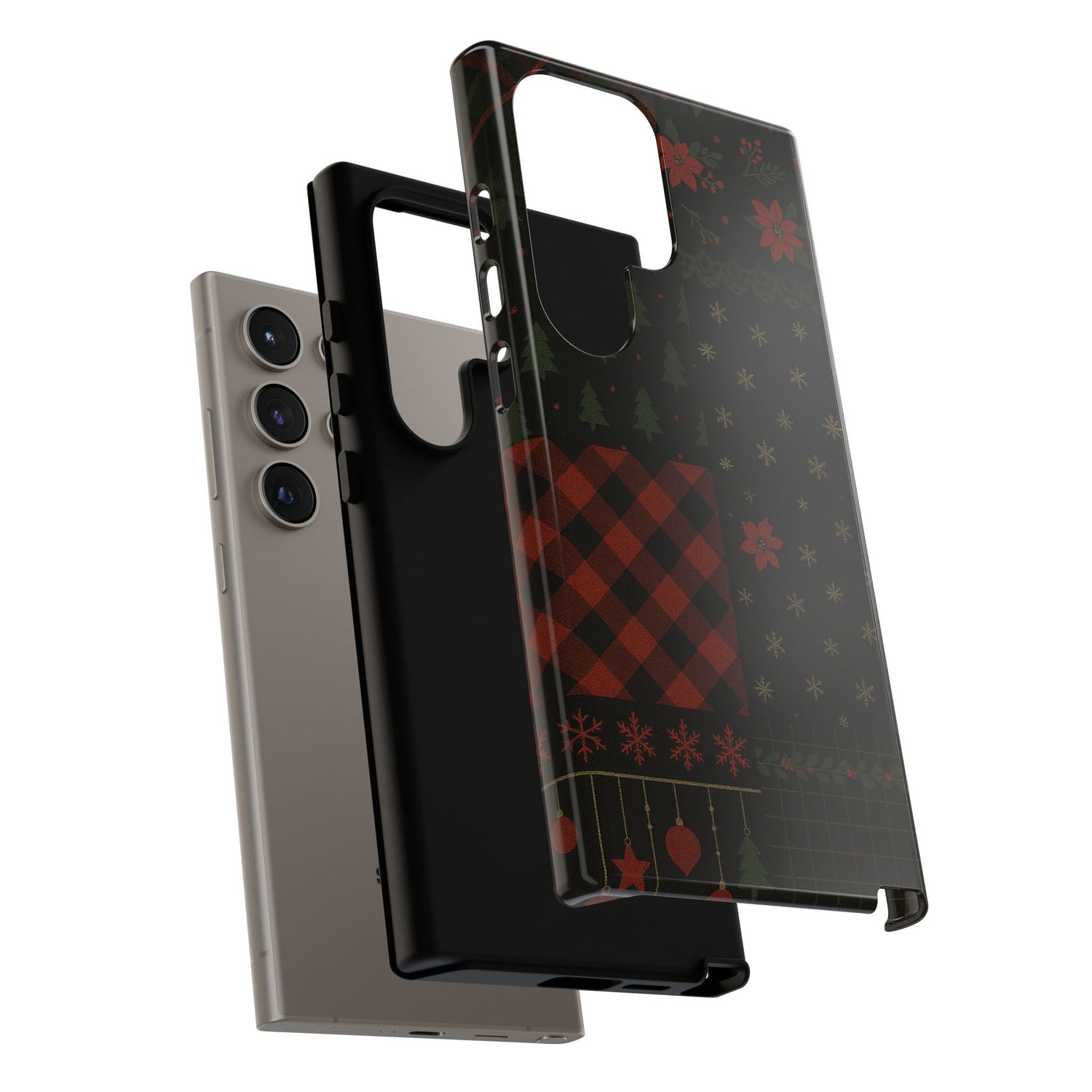 Black Festive Phone Case - Christmas Phone Cover - Tough Design