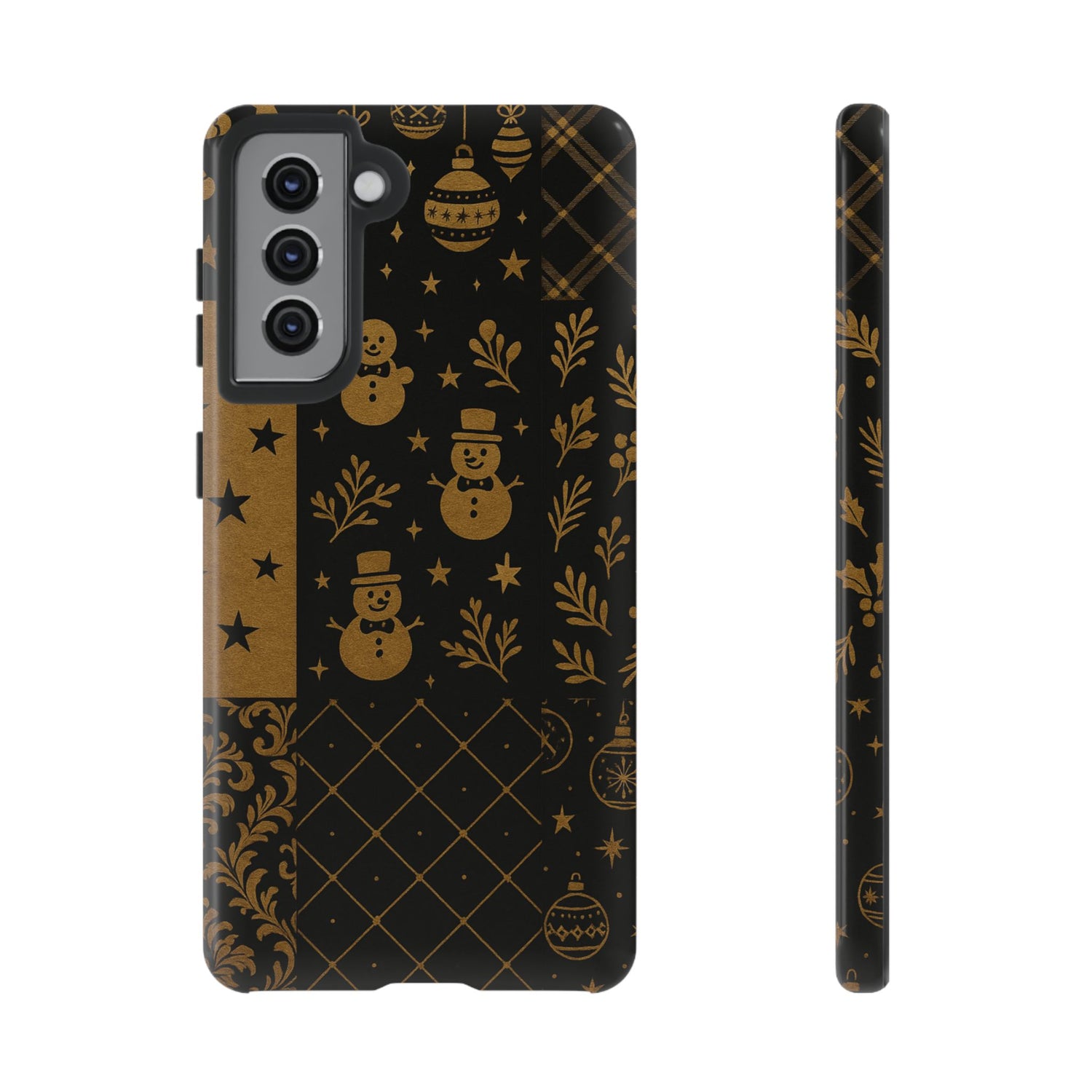 Black Festive Phone Case | Christmas Gift | Holiday Decor | Snowman Design | Tough Cases | Winter Celebration Samsung Galaxy S21 Glossy