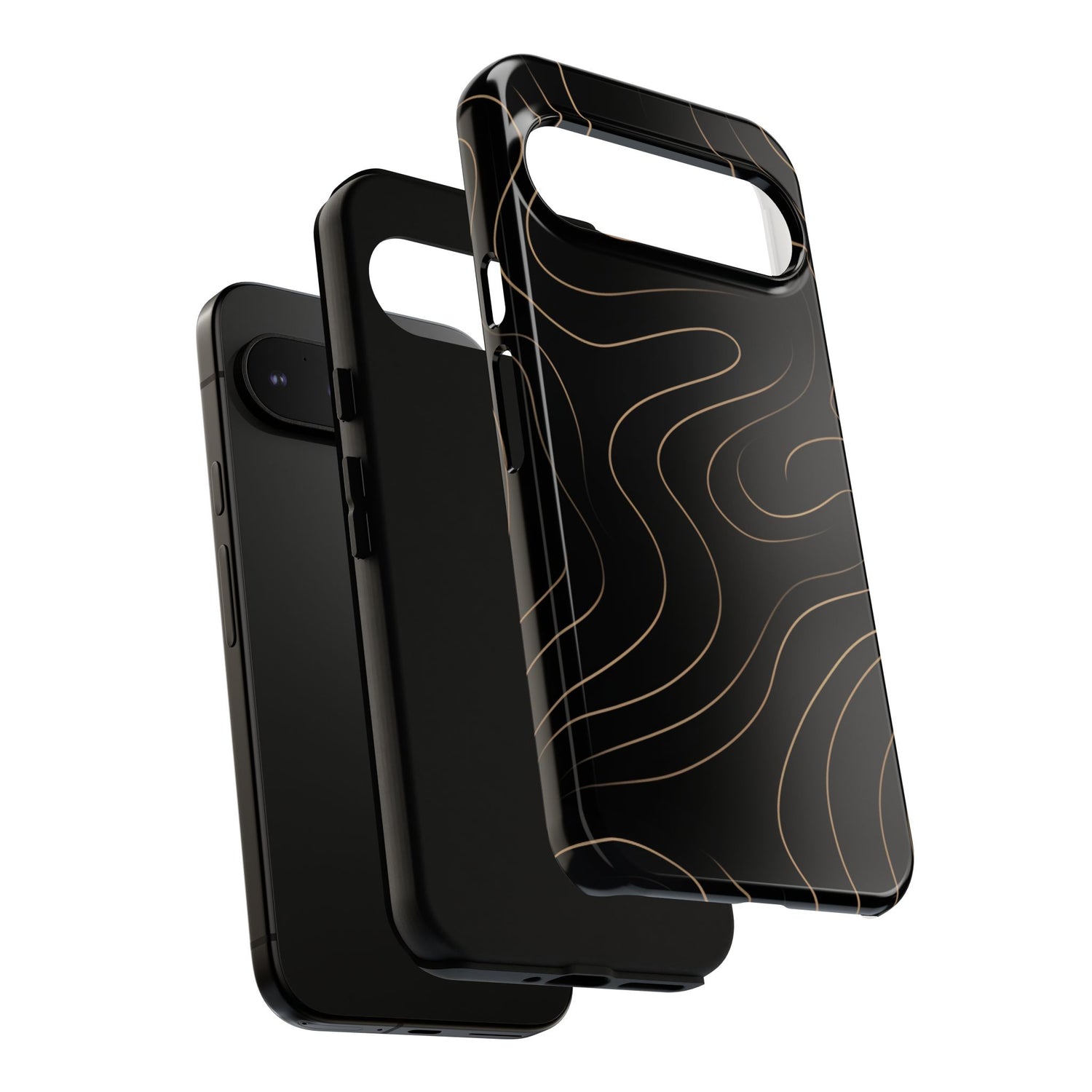 Noir Topograph - Black Minimalist Line Art Phone Case