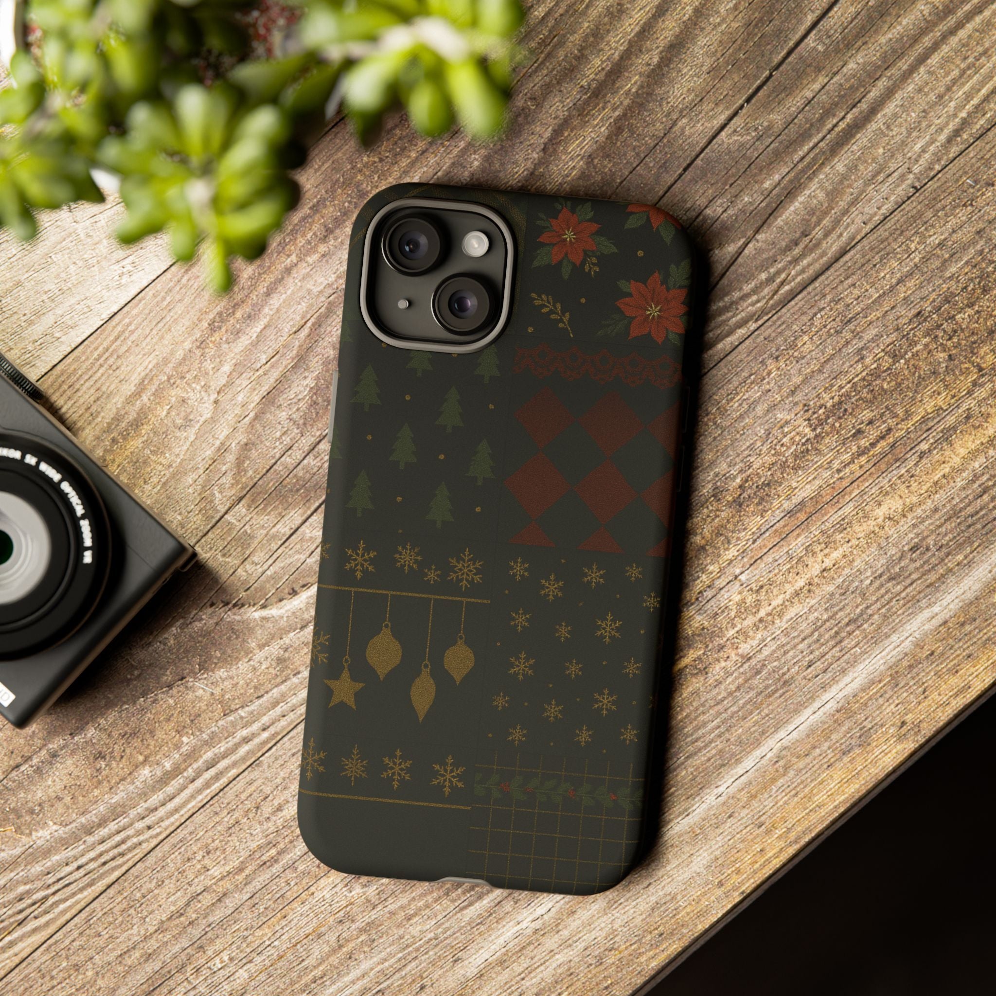 Black Luxury Phone Case for Christmas Festive Season - Tough design