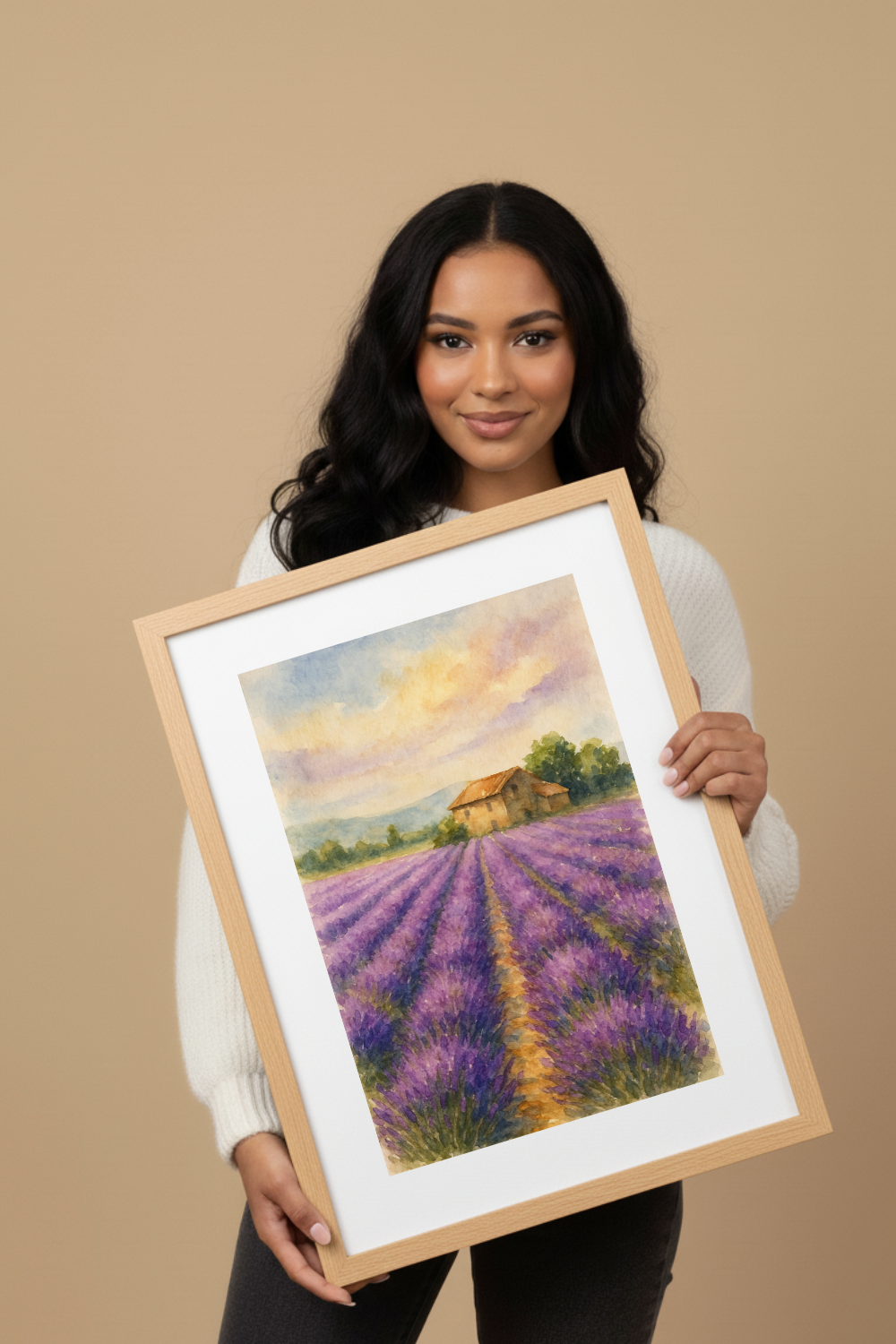 Lavender Fields Provence Watercolour Print - France Travel Wall Art