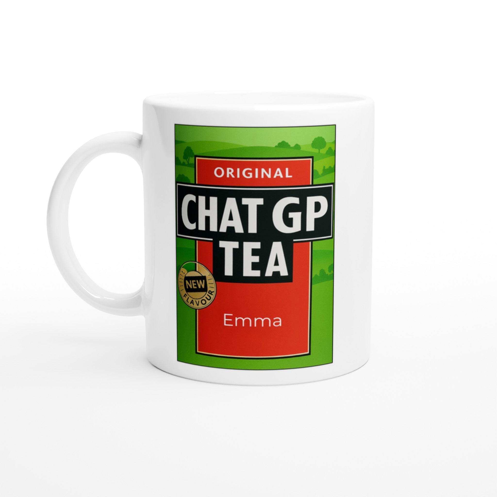 Chat GP Tea – Humorous AI-Inspired Ceramic Mug for Tea Lovers - Personalized Ceramic White