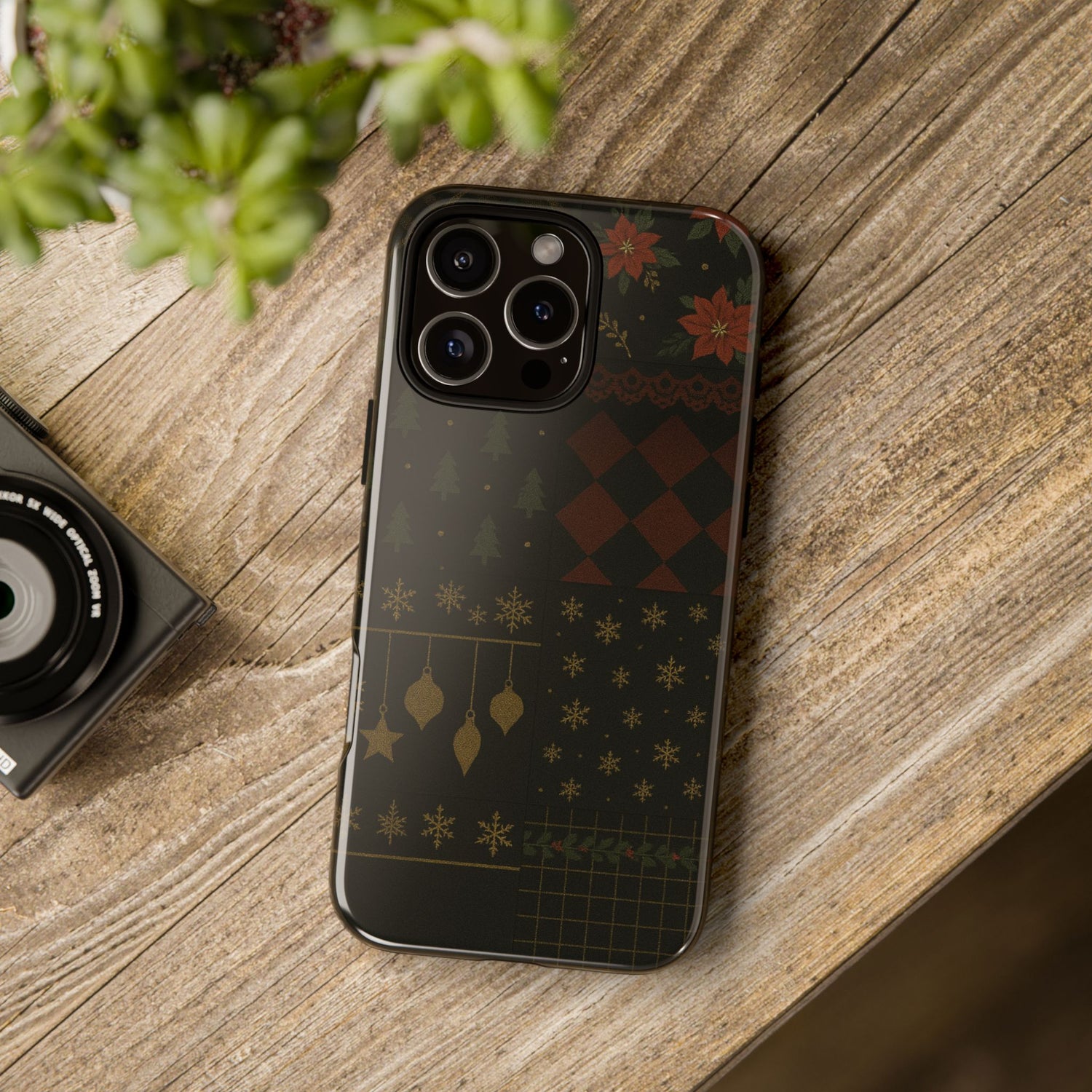 Black Luxury Phone Case for Christmas Festive Season - Tough design