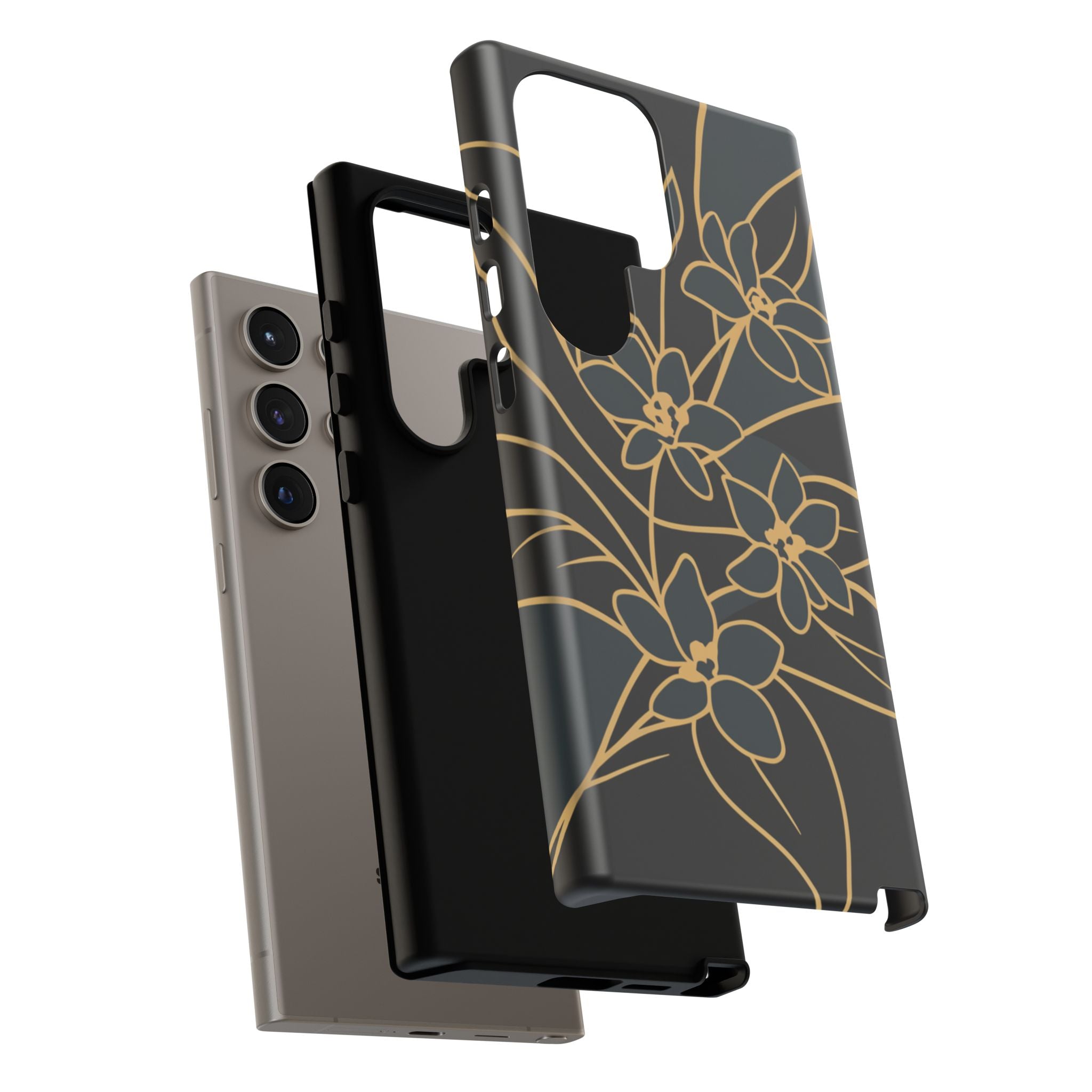 Golden Bloom - Elegant Floral Line Art Phone Case