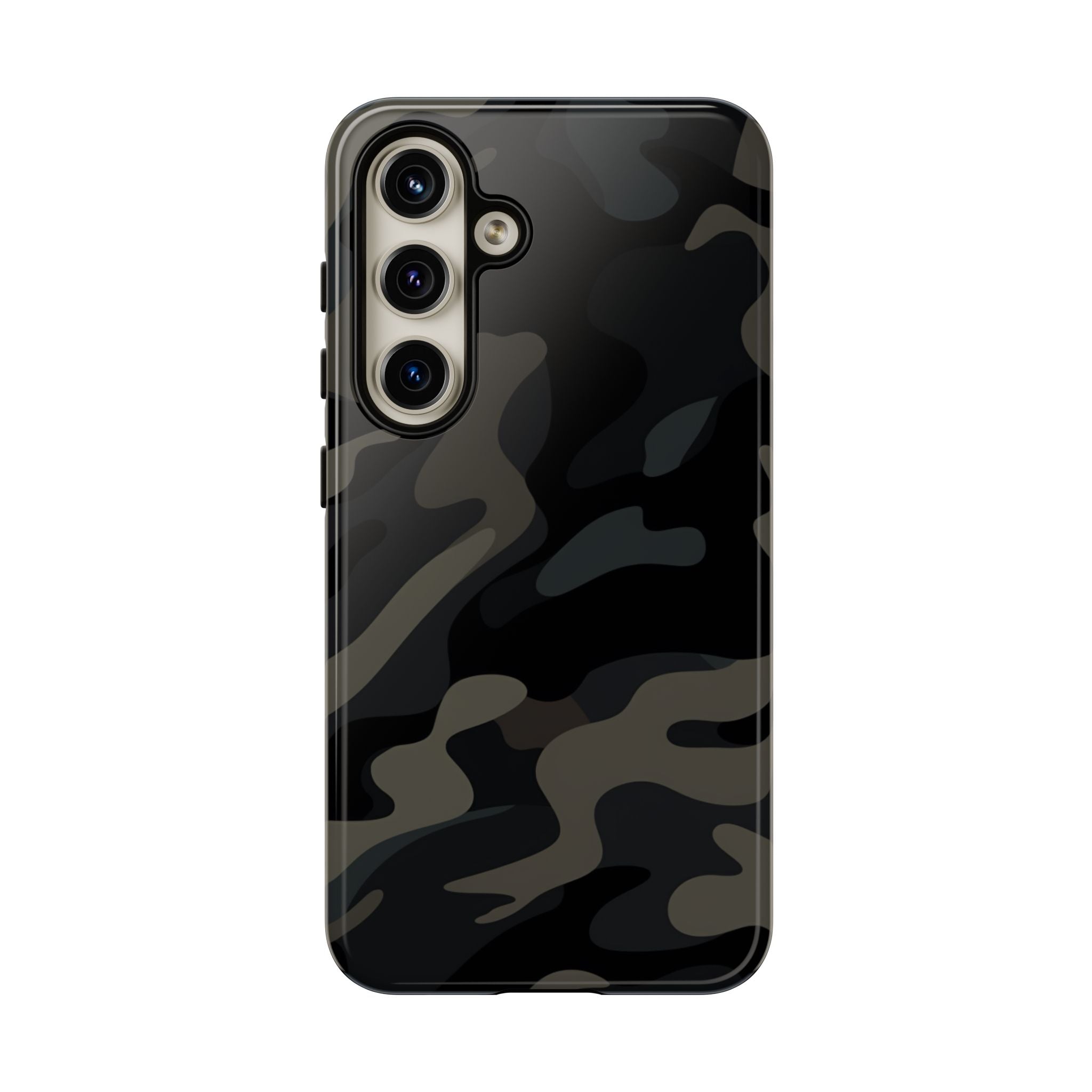 Black Camouflage Phone Case for iPhone, Samsung and Google Pixel Samsung Galaxy S24 Glossy