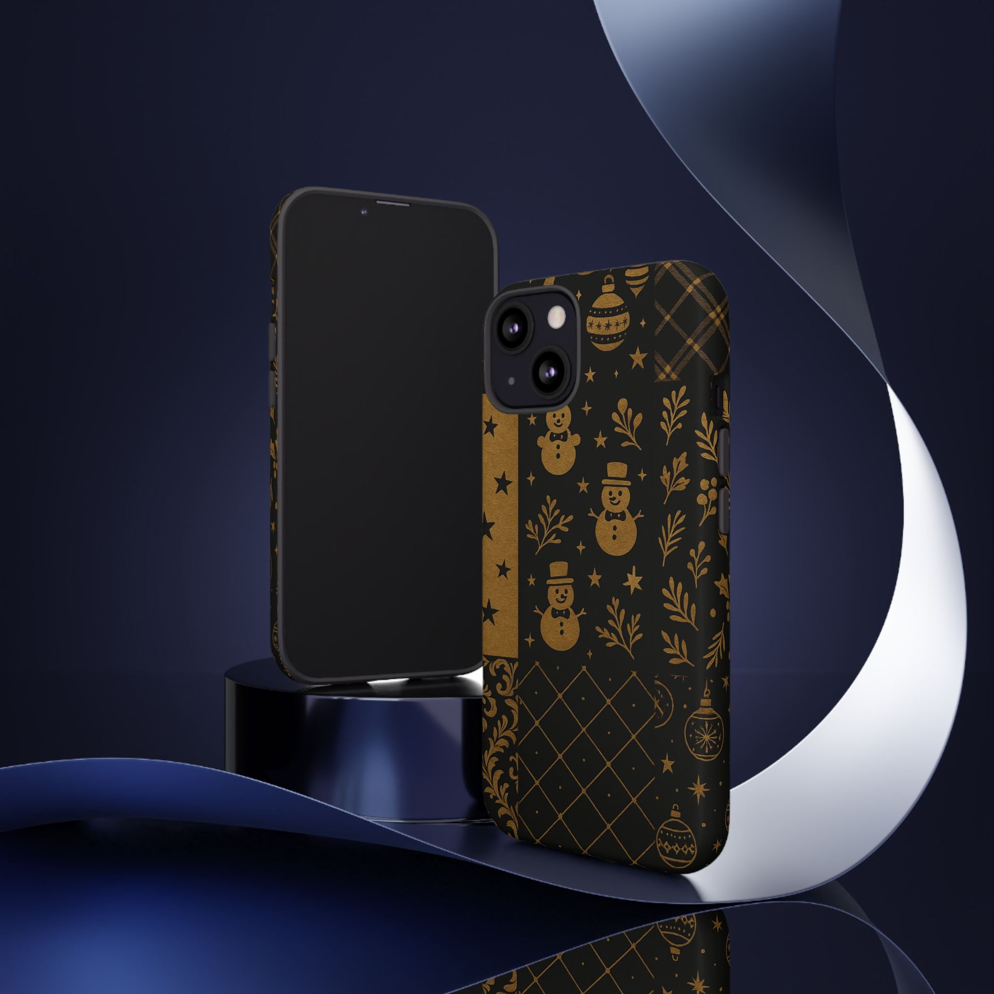 Black Festive Phone Case | Christmas Gift | Holiday Decor | Snowman Design | Tough Cases | Winter Celebration