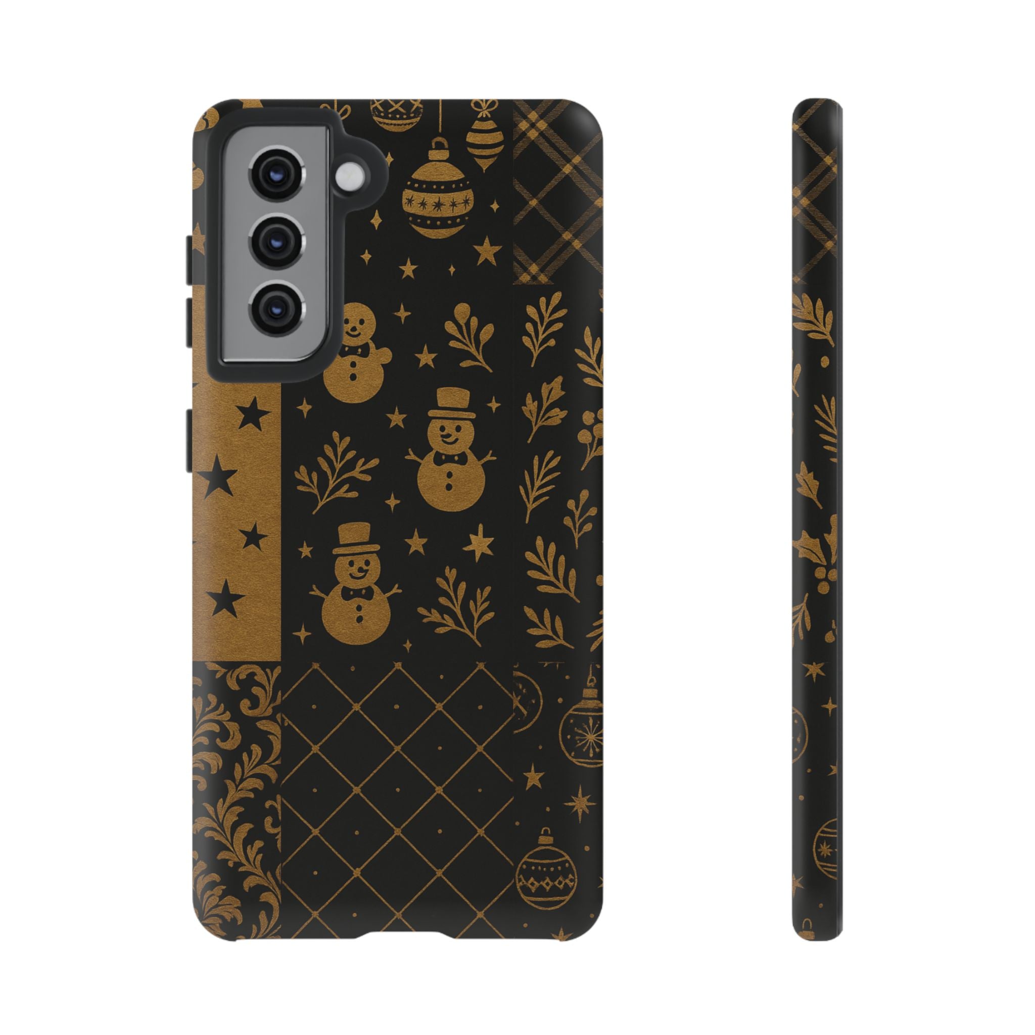 Black Festive Phone Case | Christmas Gift | Holiday Decor | Snowman Design | Tough Cases | Winter Celebration Samsung Galaxy S21 Matte