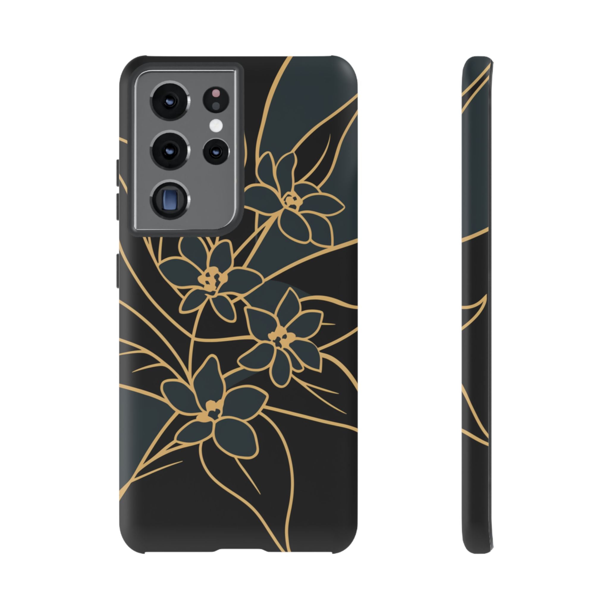 Golden Bloom - Elegant Floral Line Art Phone Case Samsung Galaxy S21 Ultra Matte
