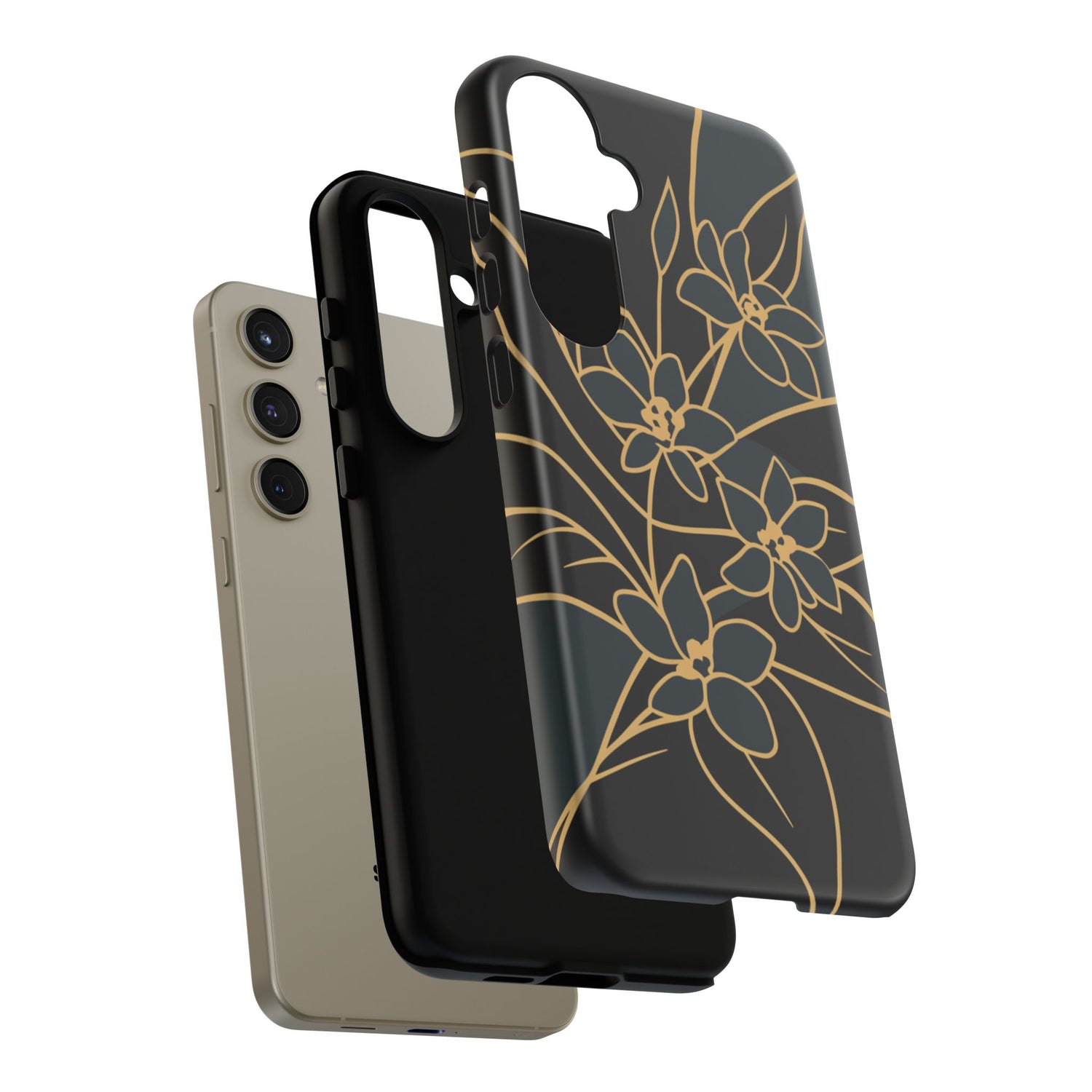 Golden Bloom - Elegant Floral Line Art Phone Case