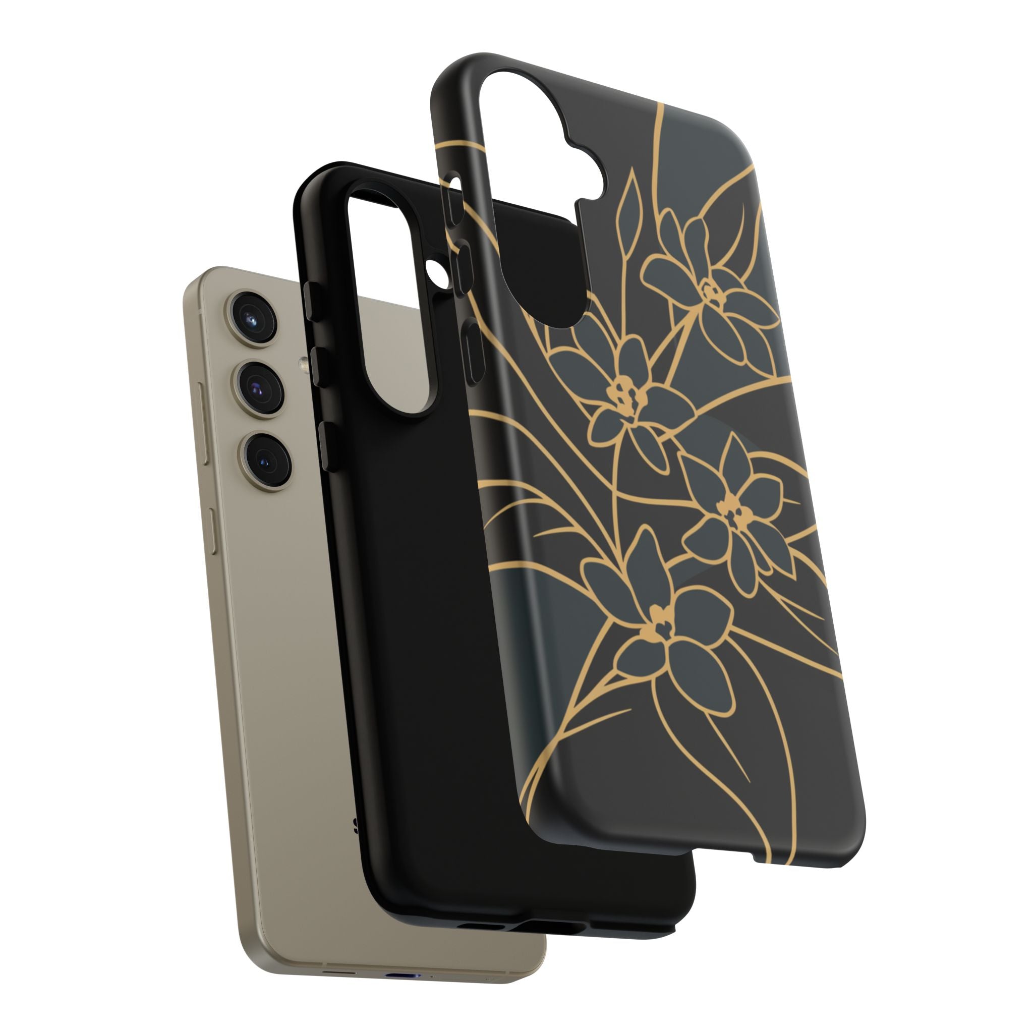 Golden Bloom - Elegant Floral Line Art Phone Case