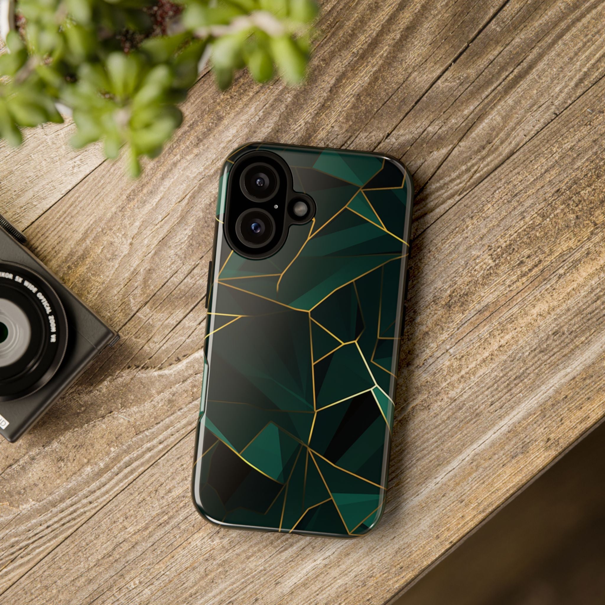 Emerald Veil - Geometric Luxe Phone Case