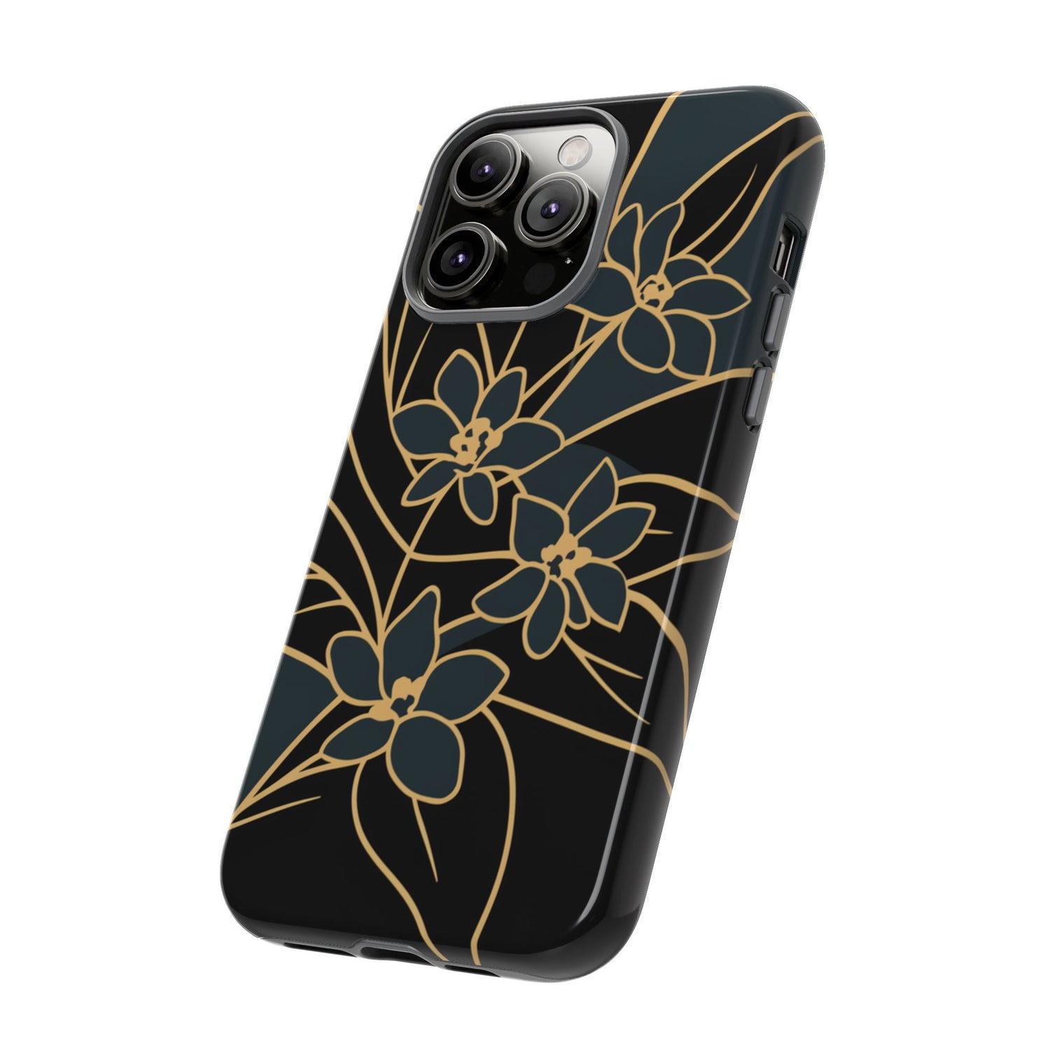Golden Bloom - Elegant Floral Line Art Phone Case