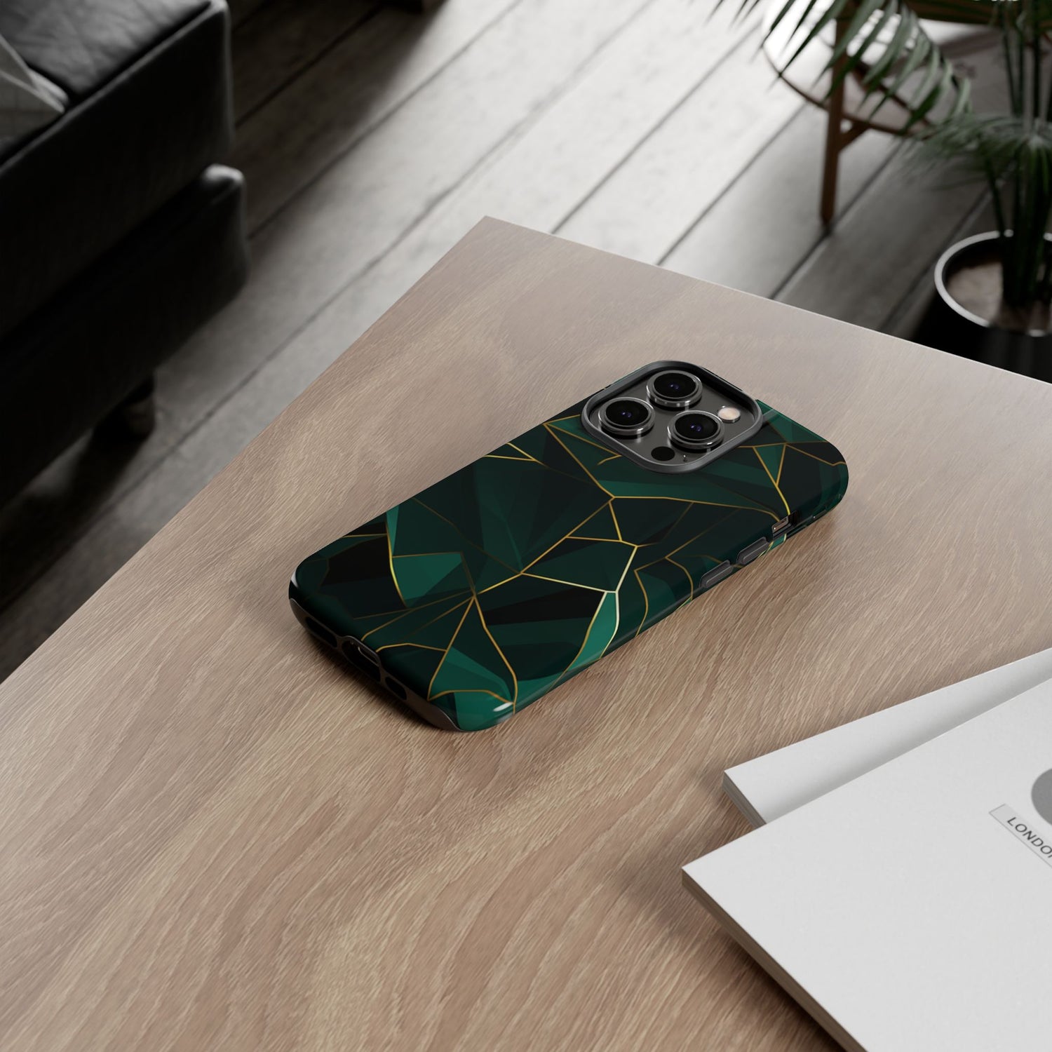 Emerald Veil - Geometric Luxe Phone Case