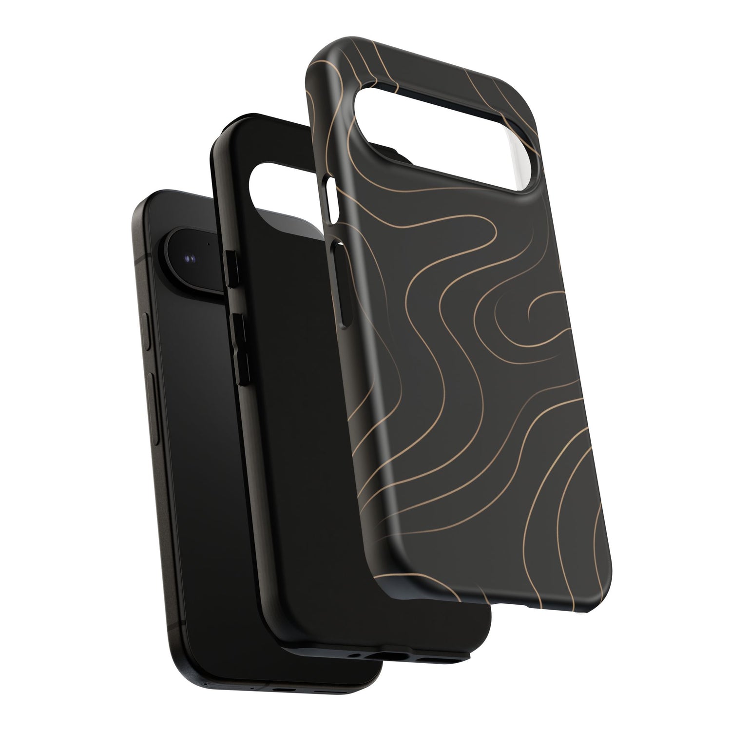 Noir Topograph - Black Minimalist Line Art Phone Case
