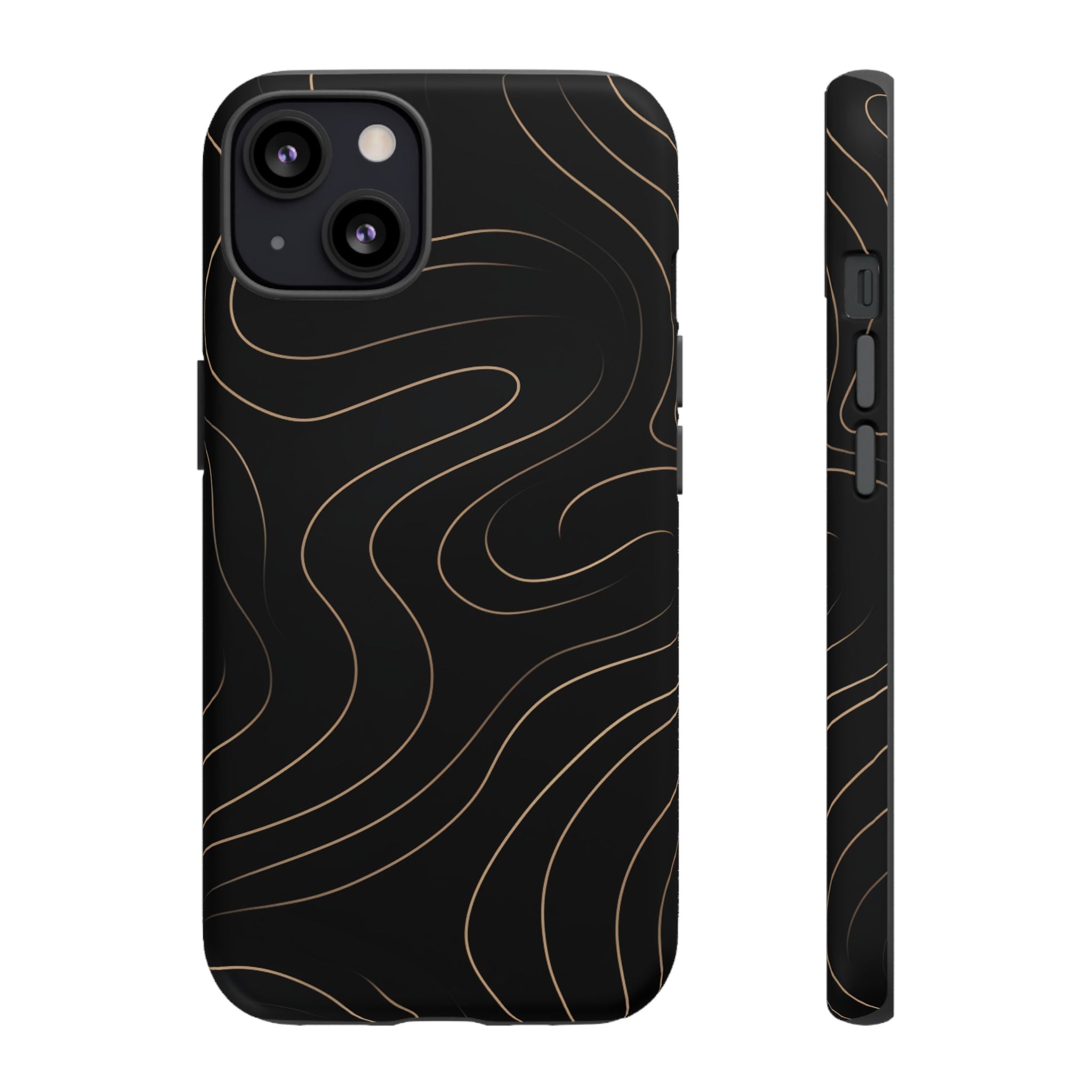 Noir Topograph - Black Minimalist Line Art Phone Case iPhone 13 Matte
