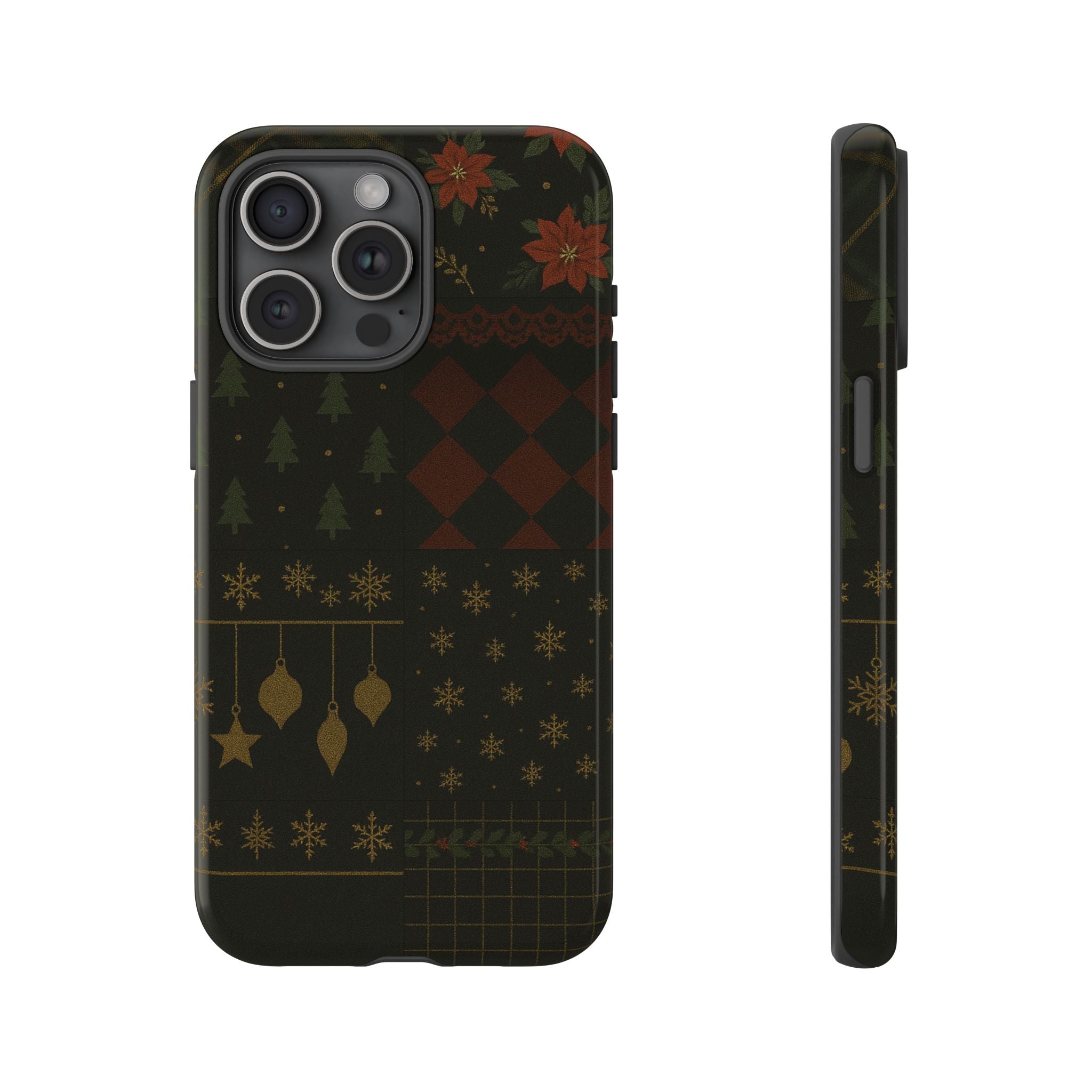 Black Luxury Phone Case for Christmas Festive Season - Tough design iPhone 15 Pro Max Glossy