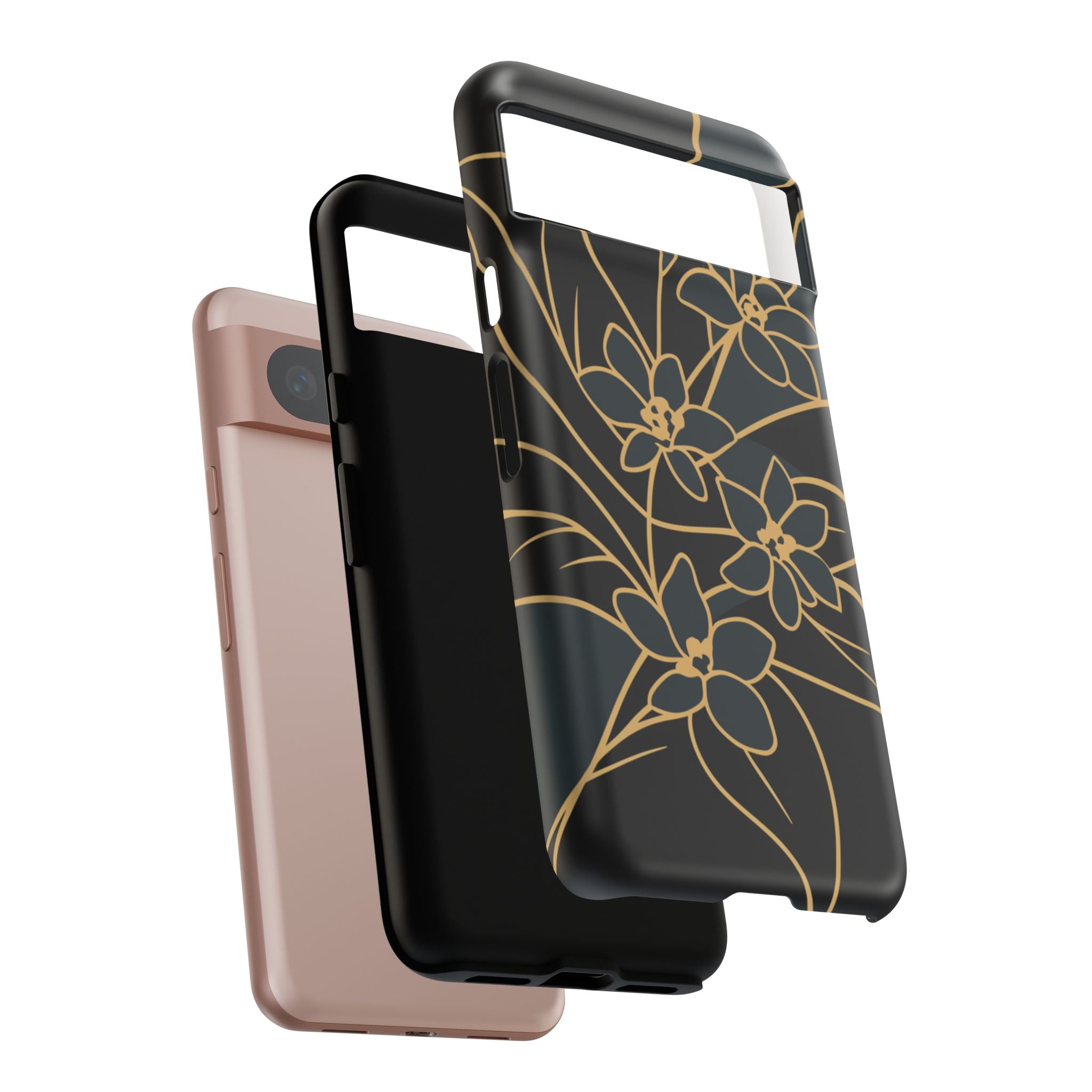 Golden Bloom - Elegant Floral Line Art Phone Case