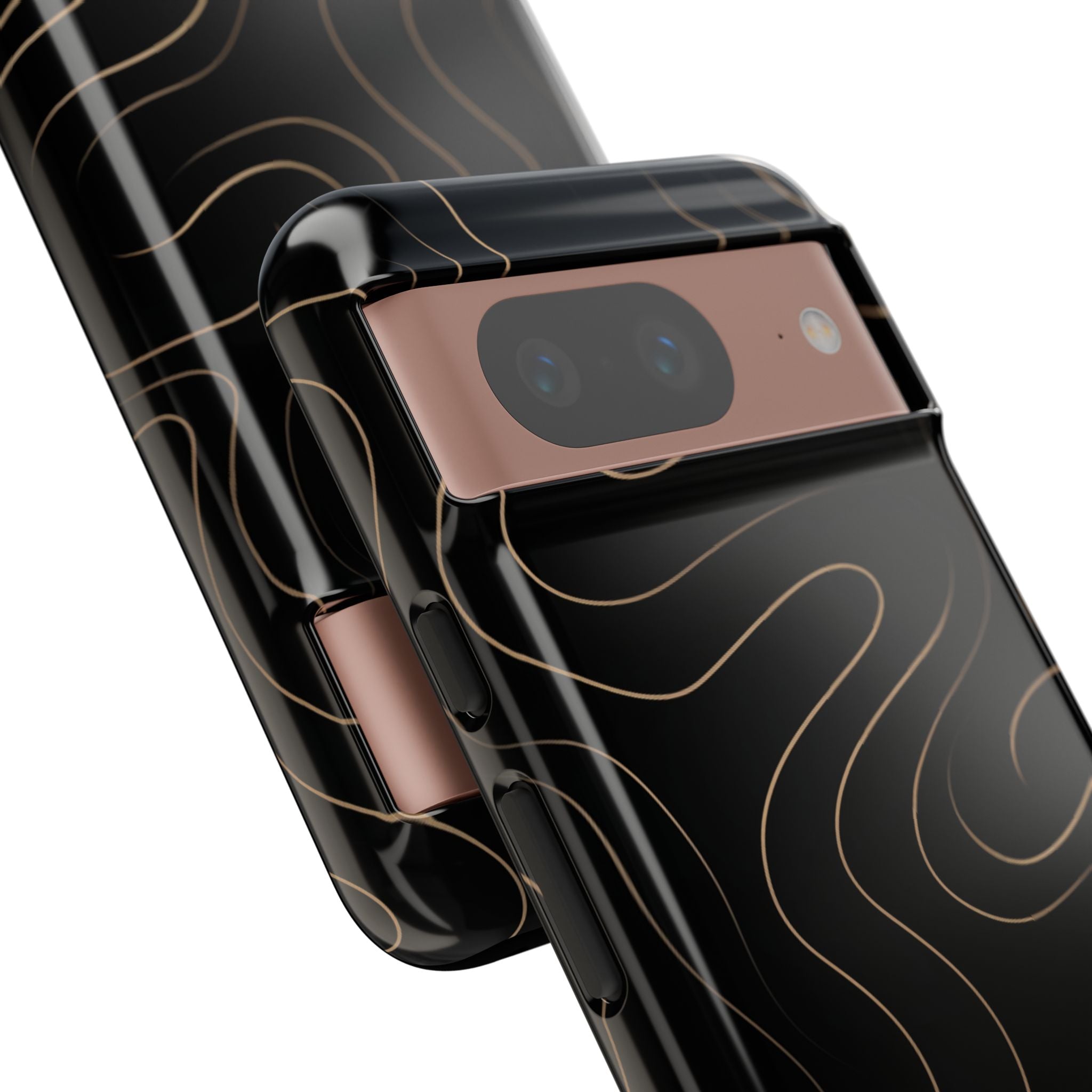 Noir Topograph - Black Minimalist Line Art Phone Case