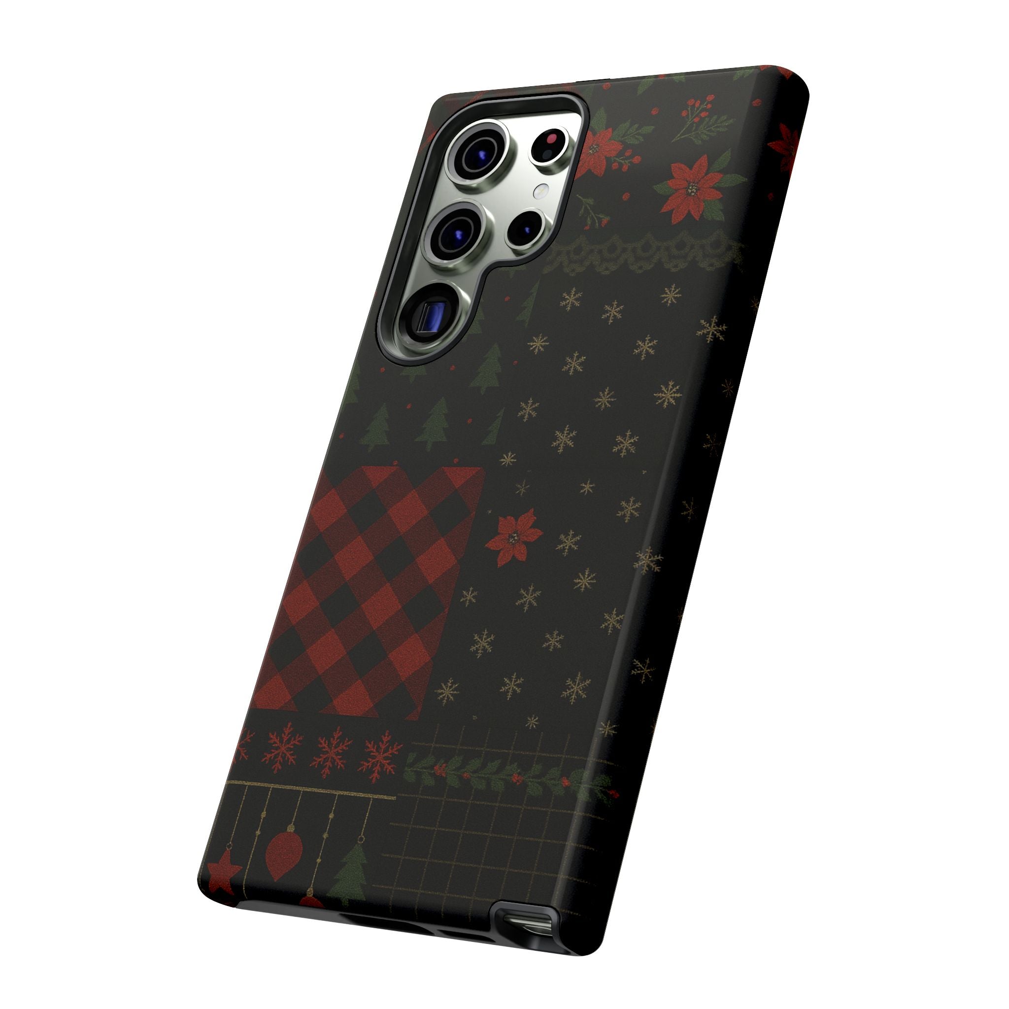 Black Festive Phone Case - Christmas Phone Cover - Tough Design