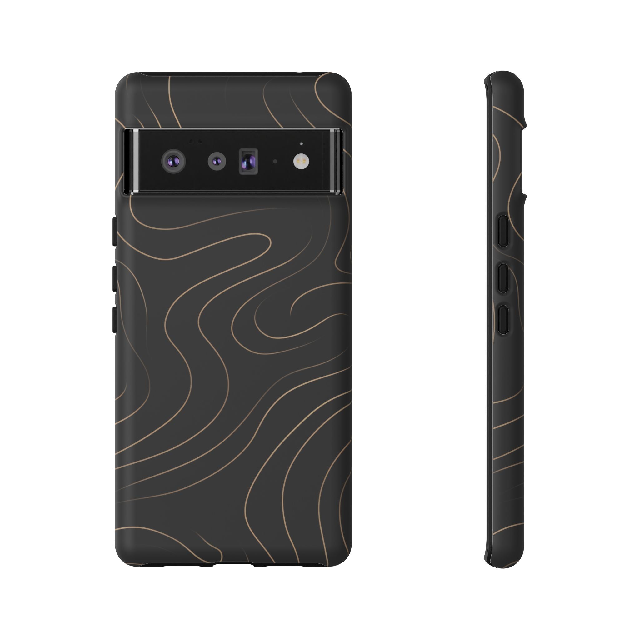 Noir Topograph - Black Minimalist Line Art Phone Case Google Pixel 6 Pro Matte