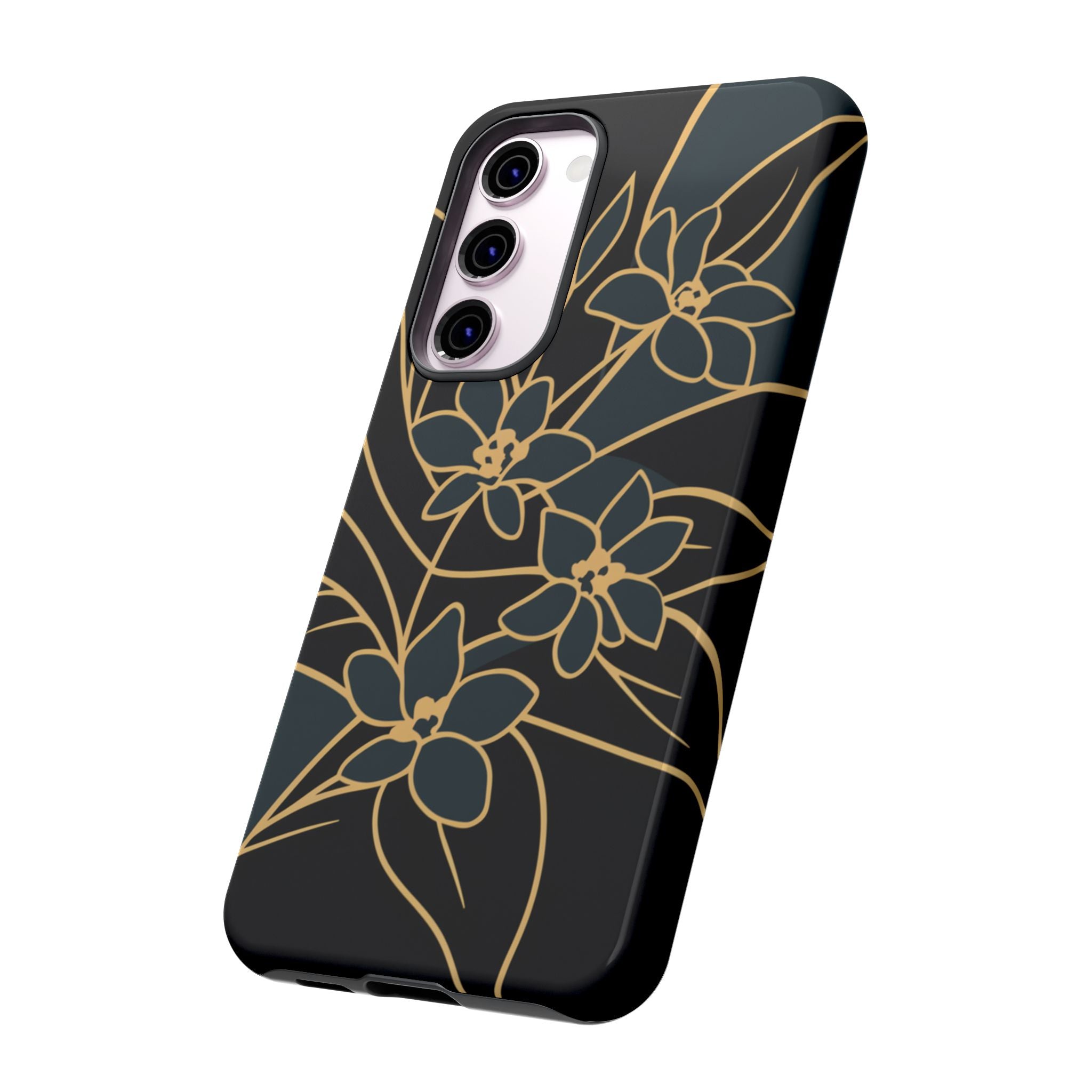 Golden Bloom - Elegant Floral Line Art Phone Case