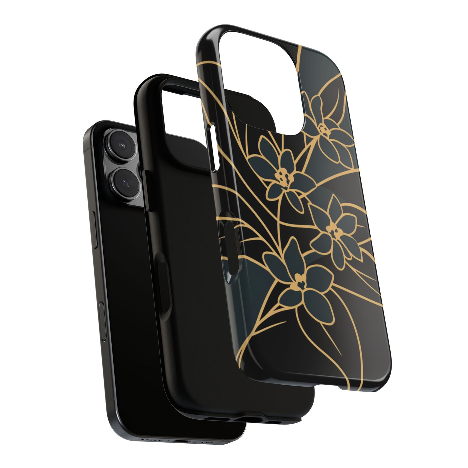Golden Bloom - Elegant Floral Line Art Phone Case