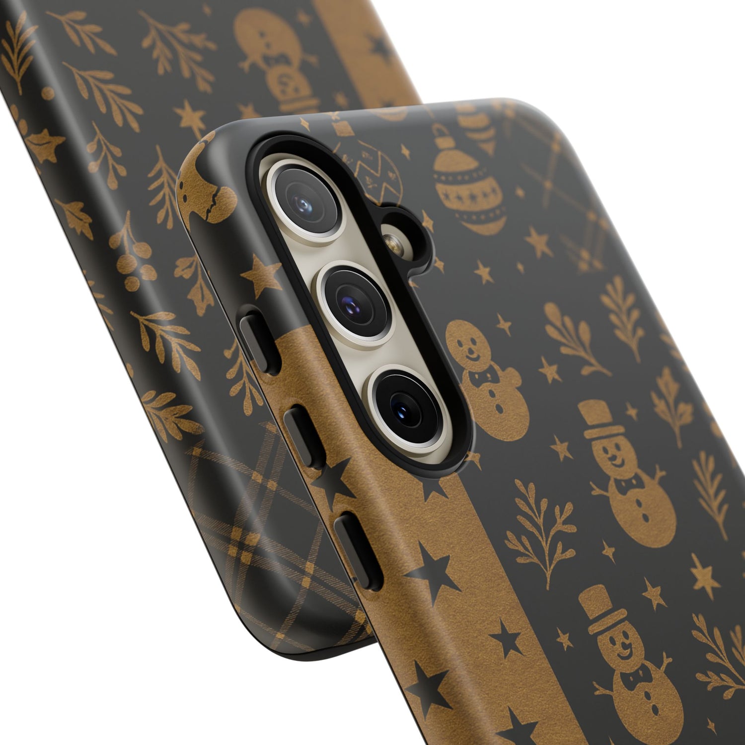 Black Festive Phone Case | Christmas Gift | Holiday Decor | Snowman Design | Tough Cases | Winter Celebration
