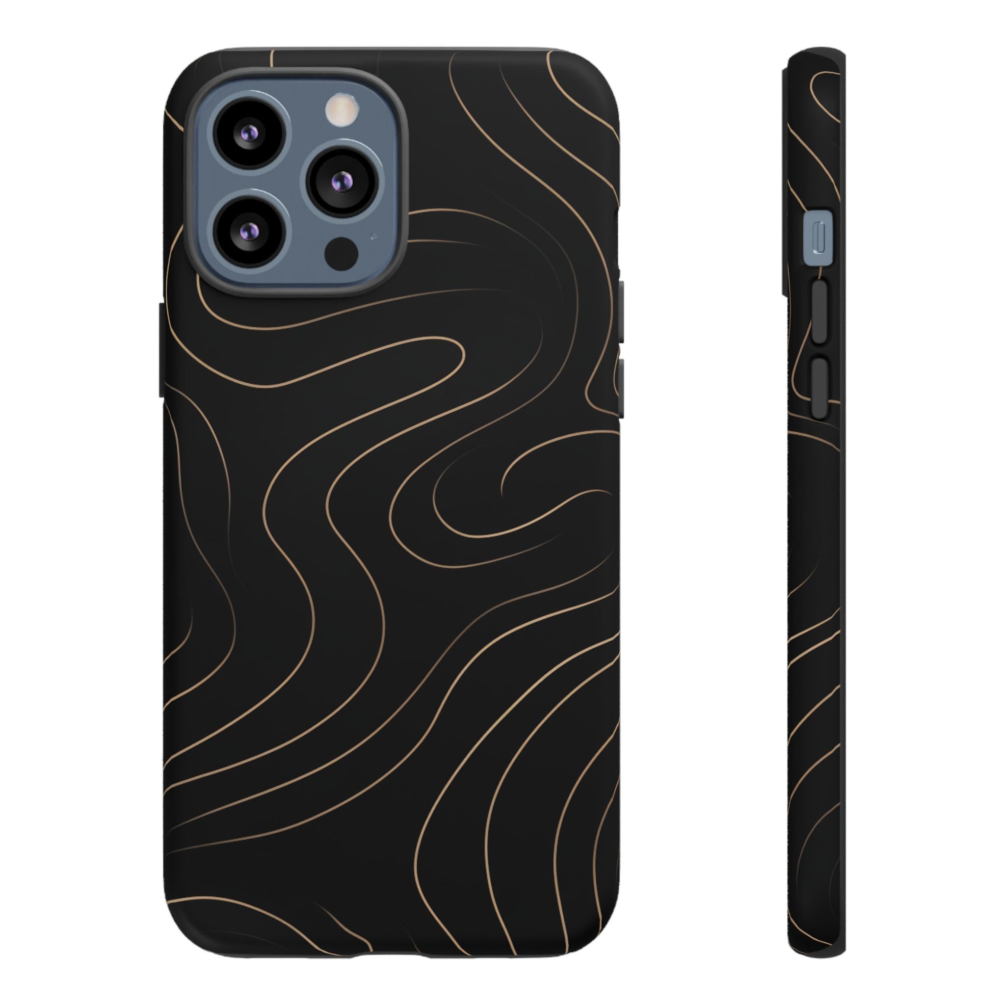 Noir Topograph - Black Minimalist Line Art Phone Case iPhone 13 Pro Max Matte