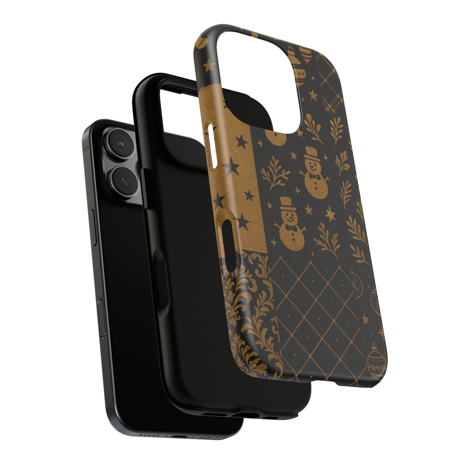 Black Festive Phone Case | Christmas Gift | Holiday Decor | Snowman Design | Tough Cases | Winter Celebration