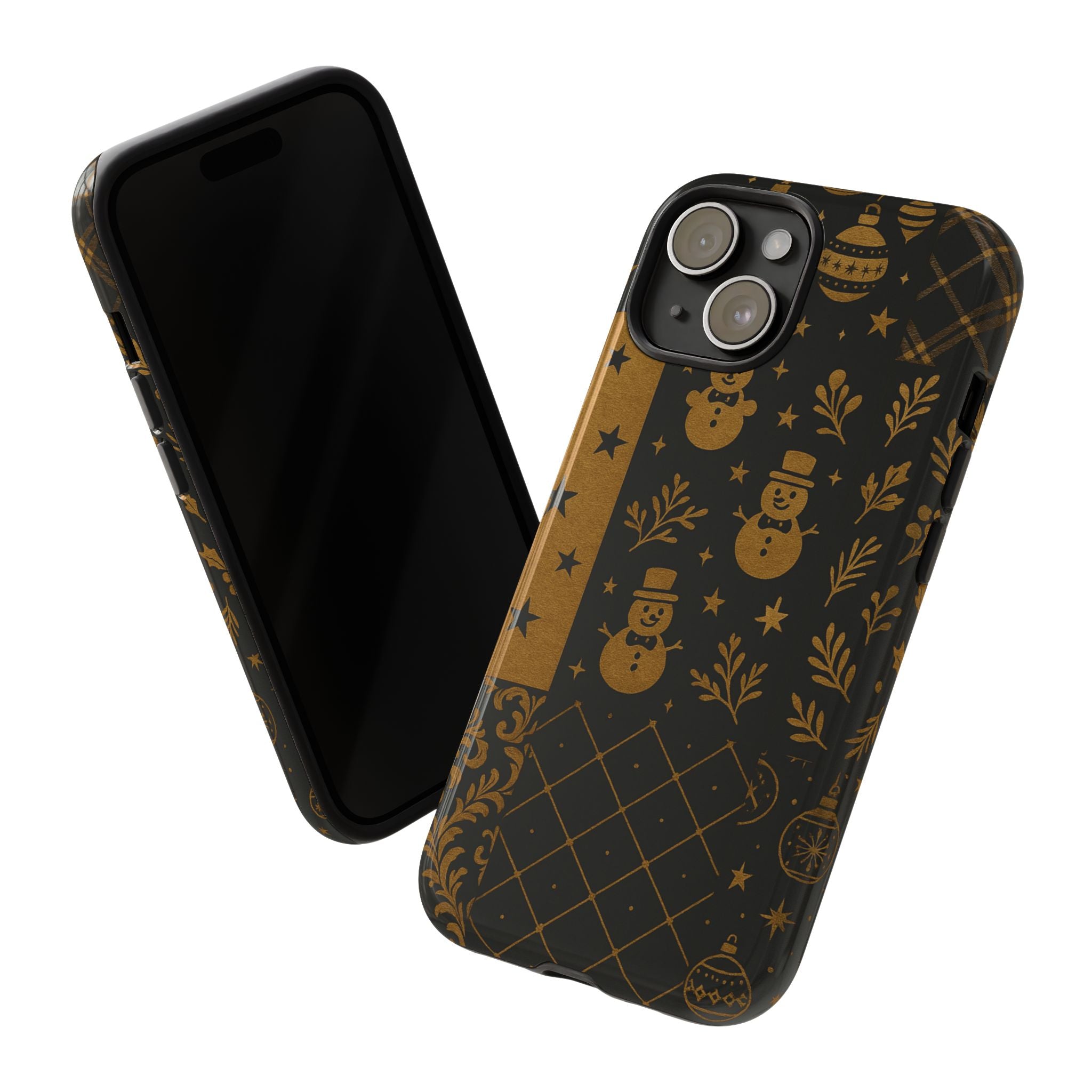 Black Festive Phone Case | Christmas Gift | Holiday Decor | Snowman Design | Tough Cases | Winter Celebration