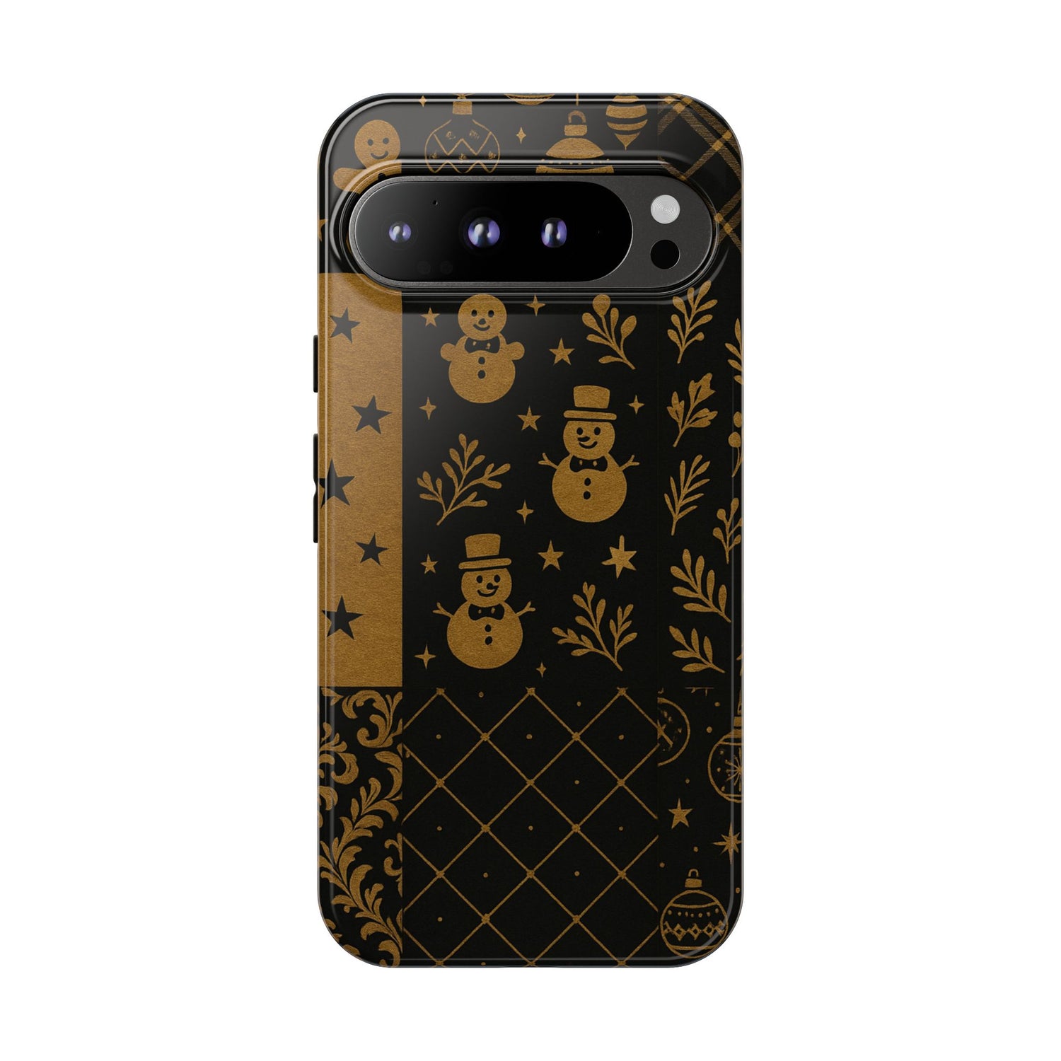 Black Festive Phone Case | Christmas Gift | Holiday Decor | Snowman Design | Tough Cases | Winter Celebration Google Pixel 9 Pro XL Glossy