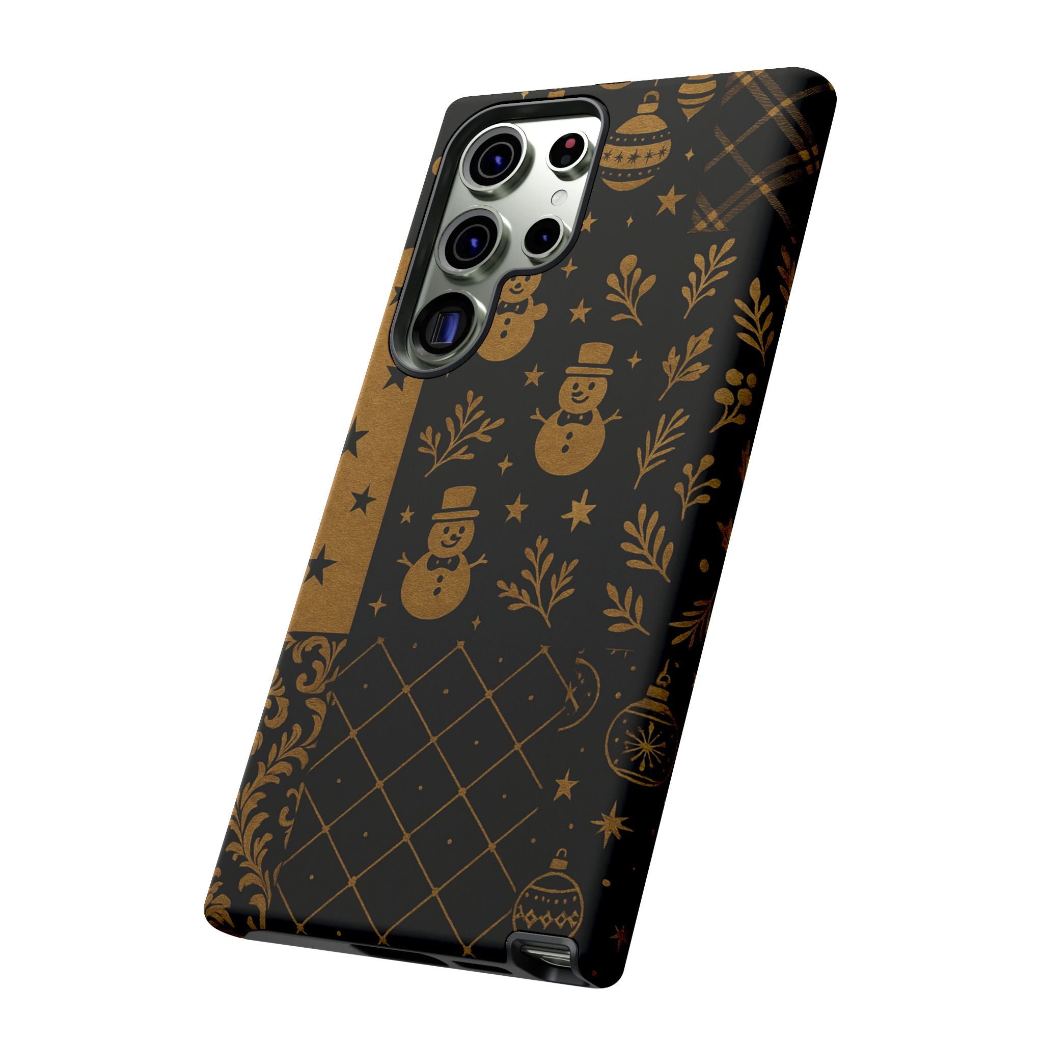 Black Festive Phone Case | Christmas Gift | Holiday Decor | Snowman Design | Tough Cases | Winter Celebration