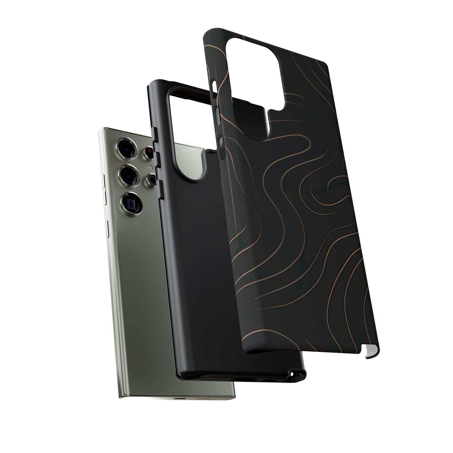 Noir Topograph - Black Minimalist Line Art Phone Case