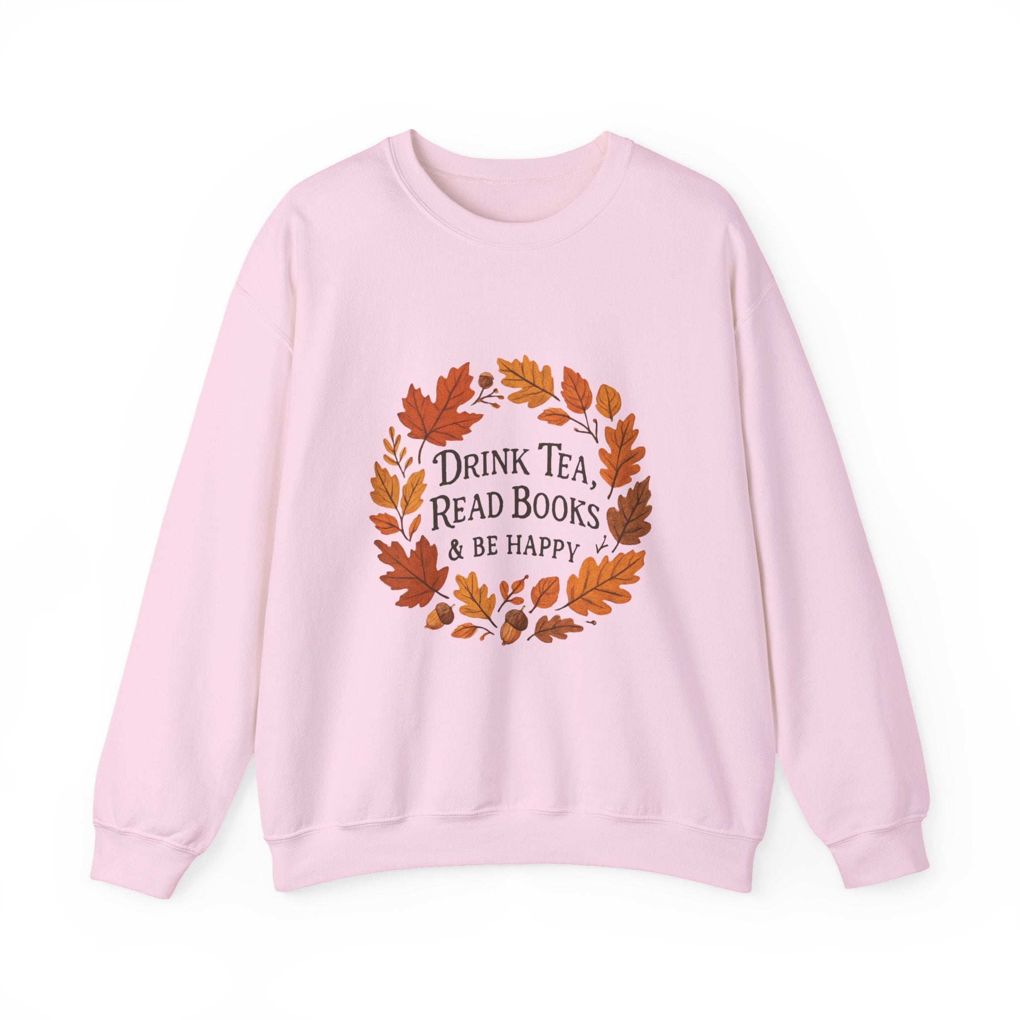 Cozy Book Lover Crewneck Sweatshirt - Fall Fashion Tea & Books Apparel | Gift for Readers Light Pink