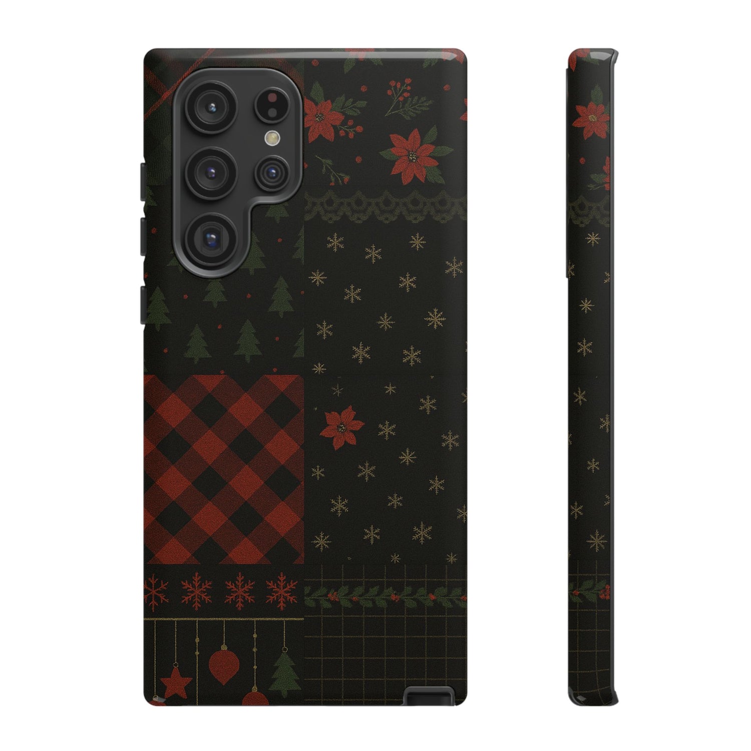 Black Festive Phone Case - Christmas Phone Cover - Tough Design Samsung Galaxy S22 Ultra Glossy