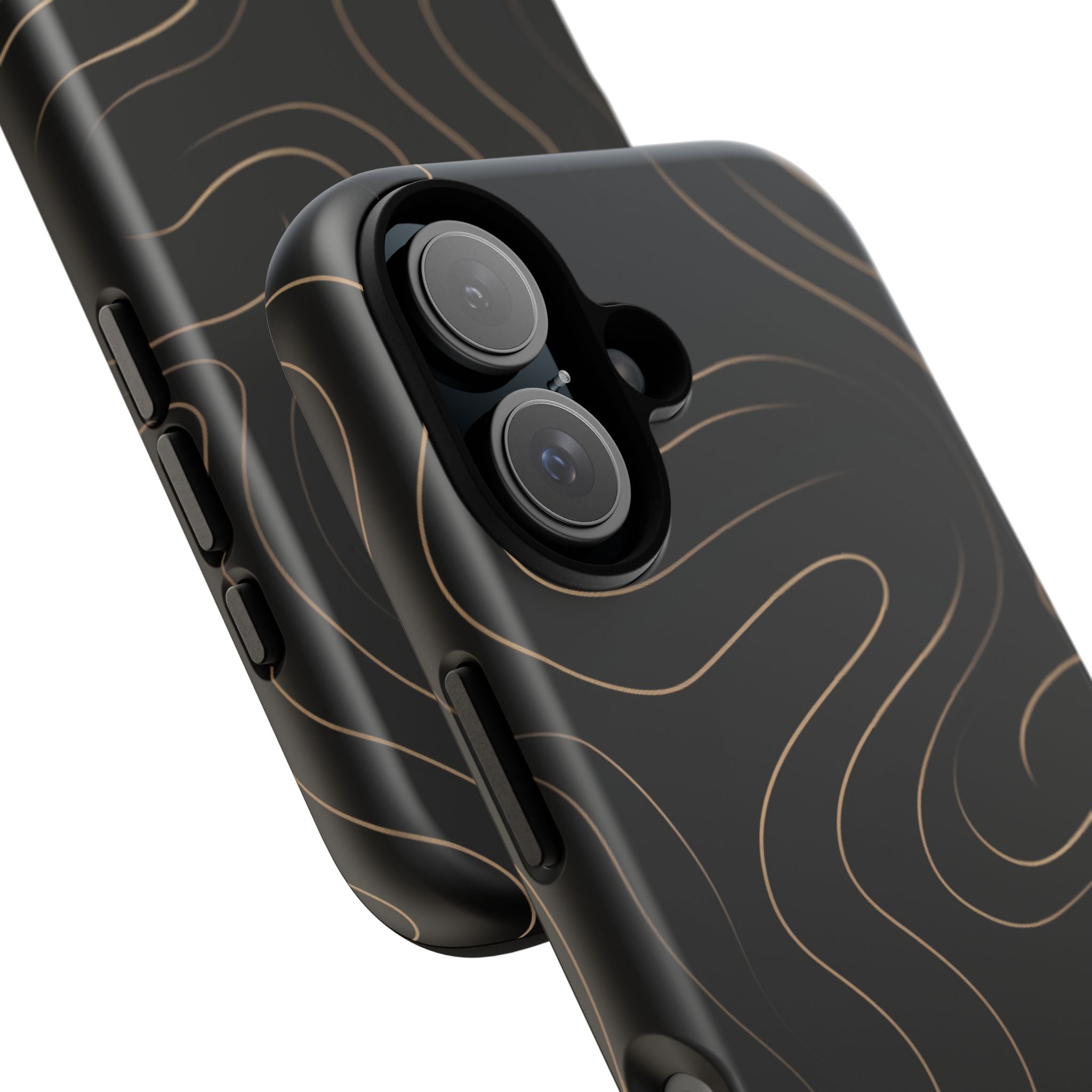Noir Topograph - Black Minimalist Line Art Phone Case